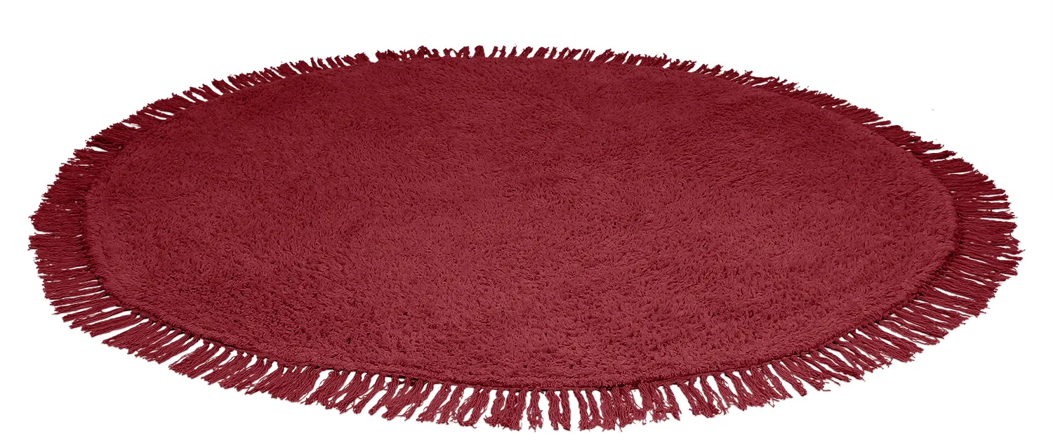 Tappeti rotondi - Alba Natural Cotton Shaggy (borgogna)