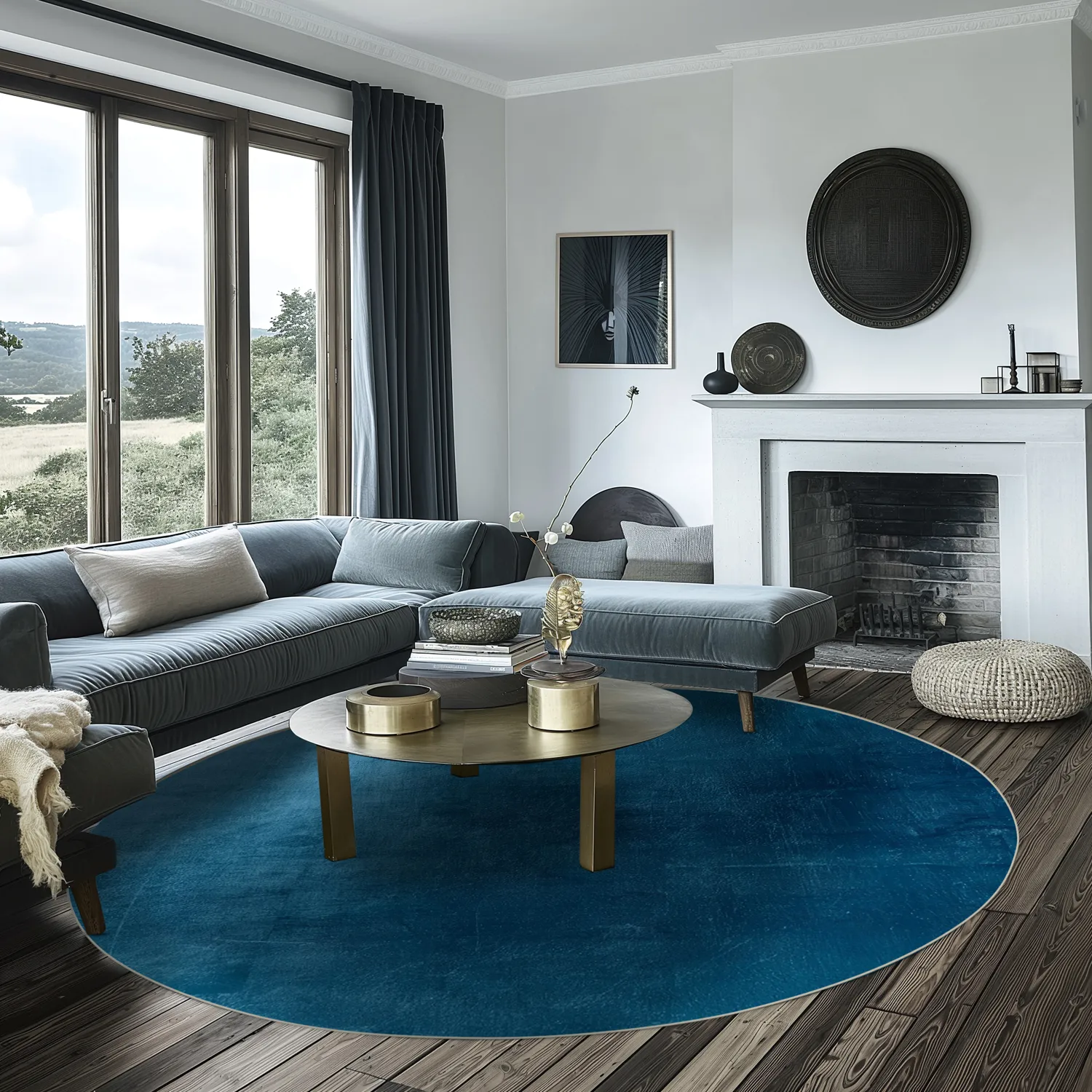Tappeto rotondo - Artena (blu scuro)
