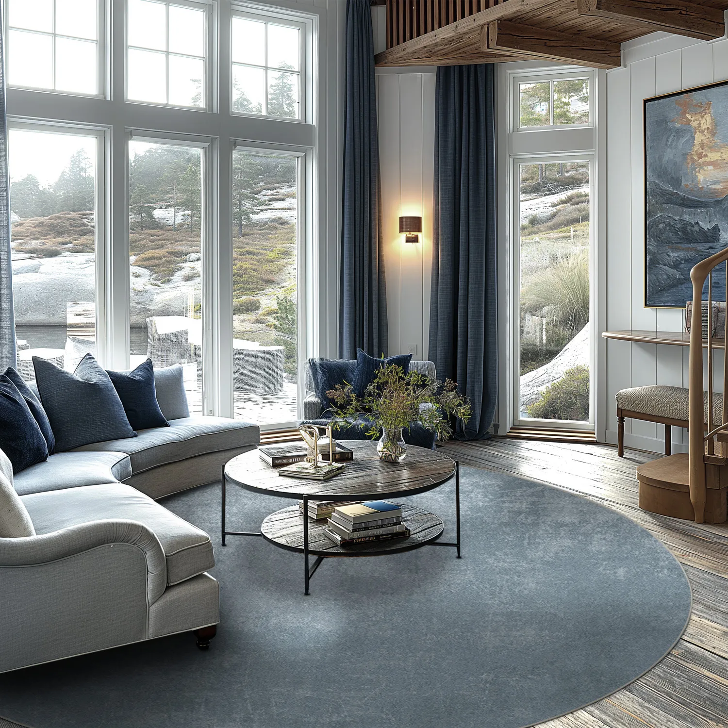 Tappeto rotondo - Lynton (blu)