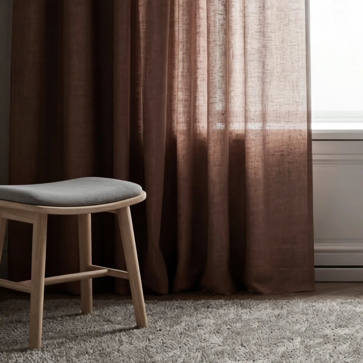 Tende Set da 2 - Tenda in lino Noemi (marrone scuro)