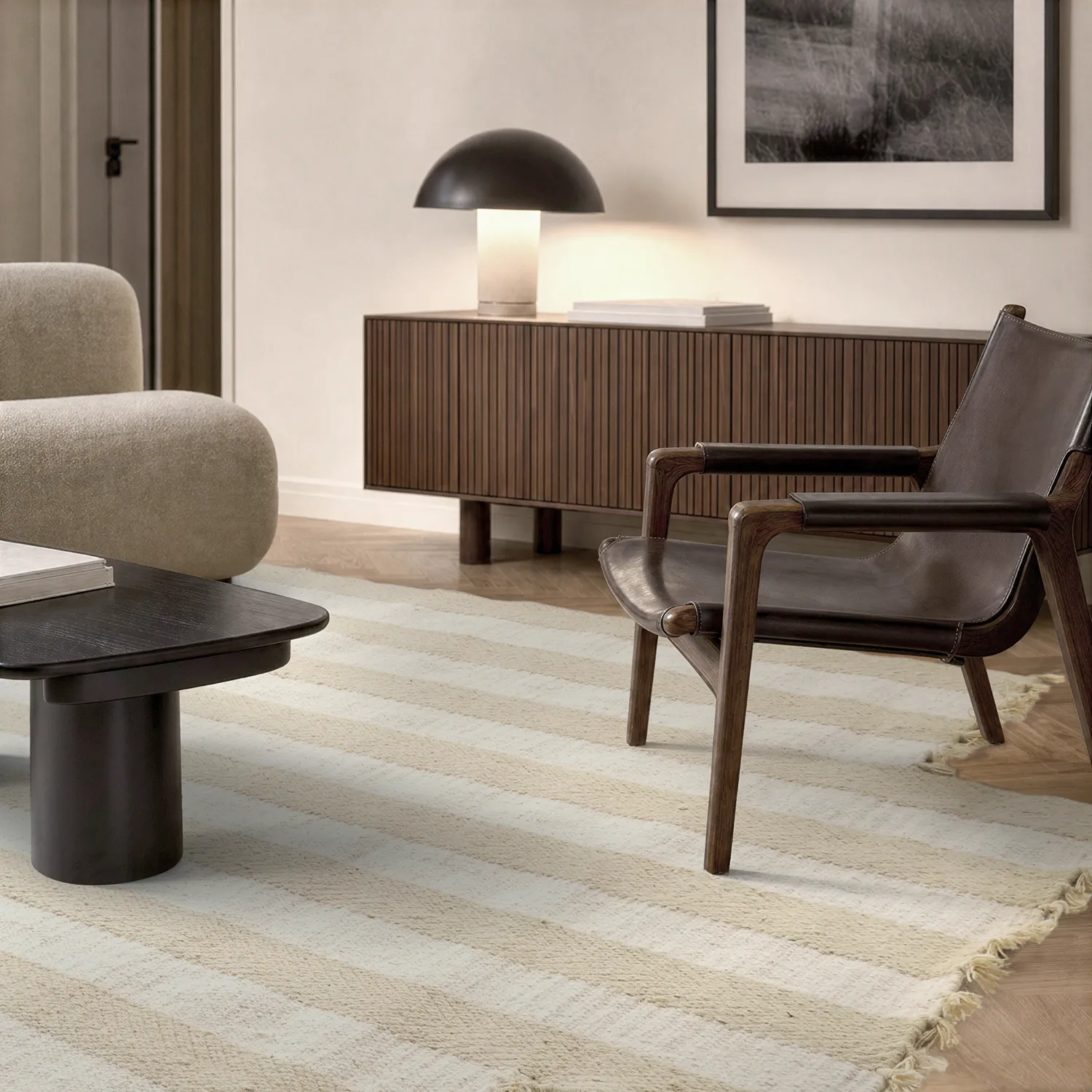 Tappeto di lana irregolare - Kystaro (crema/beige)
