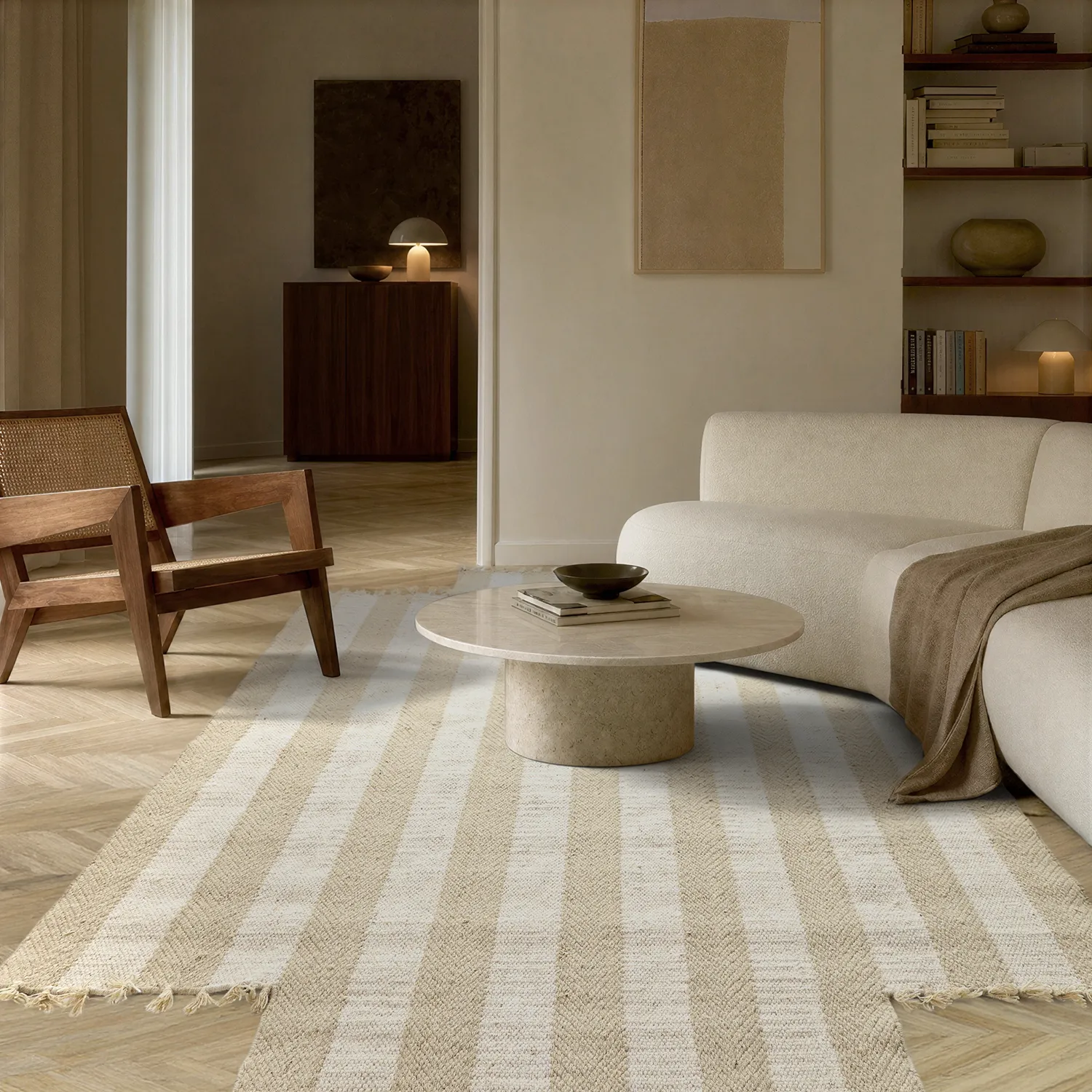 Tappeto di lana irregolare - Kystaro (crema/beige)