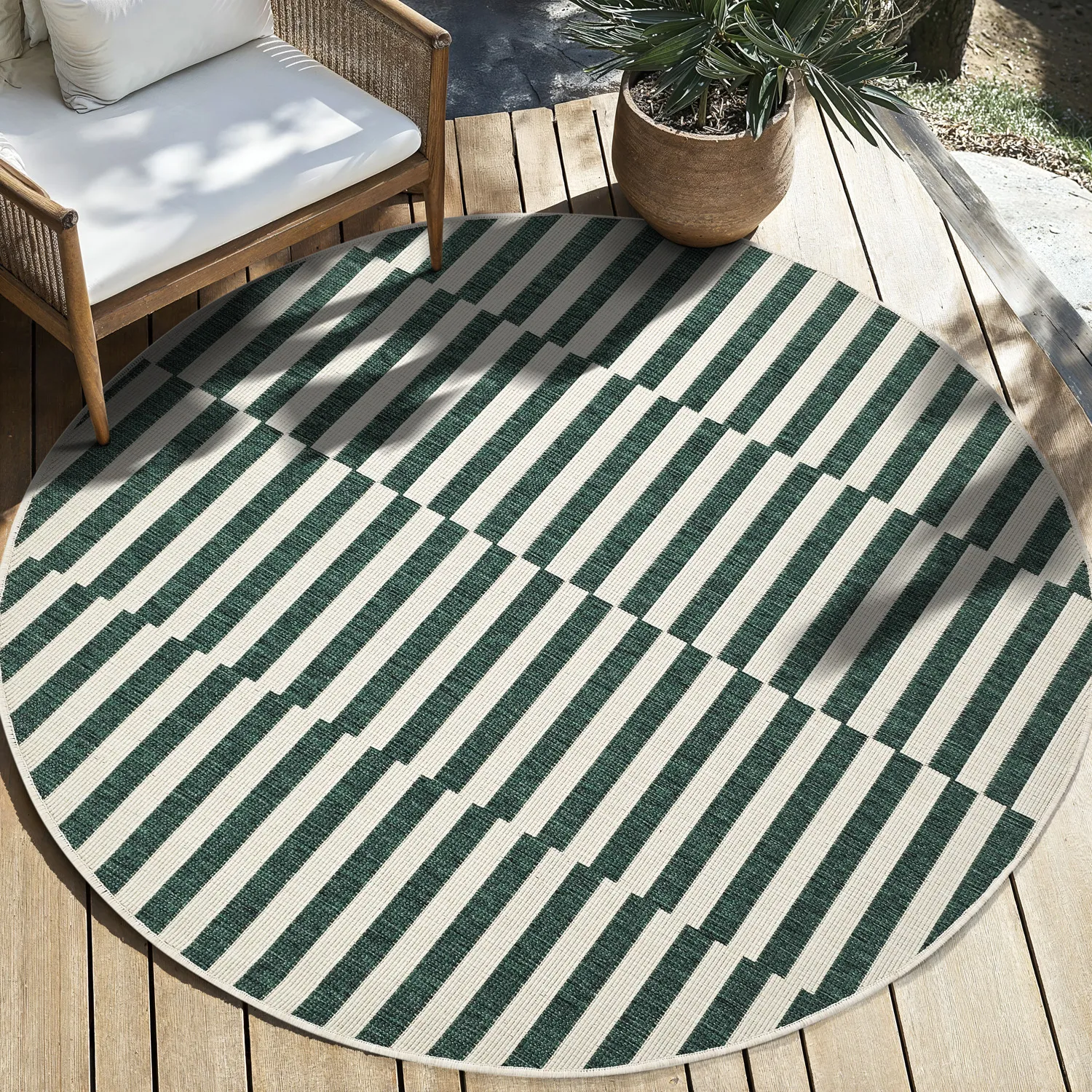 Tappeto rotondo - Indoor/Outdoor Otto (verde)