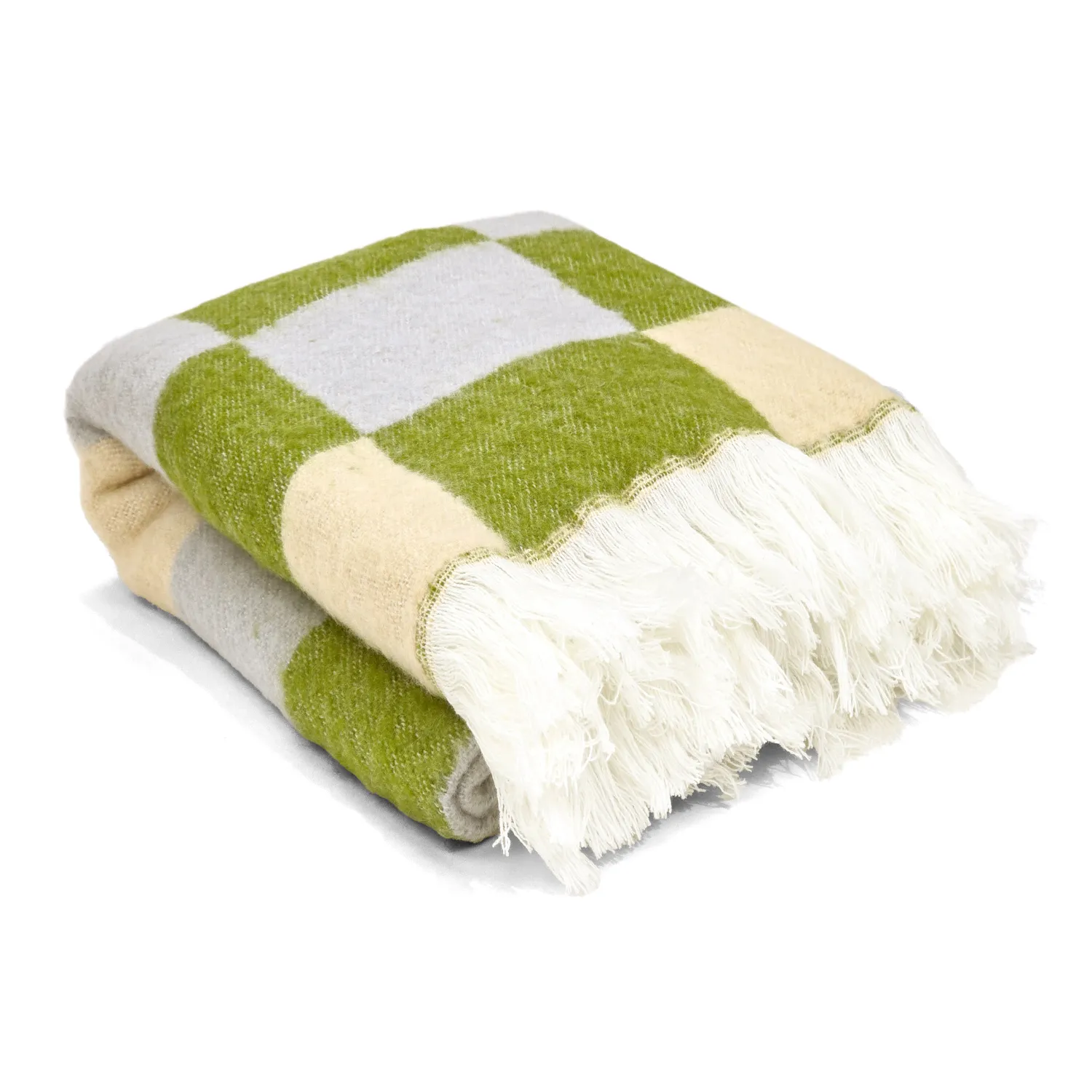 Coperte - Plaid in misto lana - Audrey Check (beige/verde/viola)