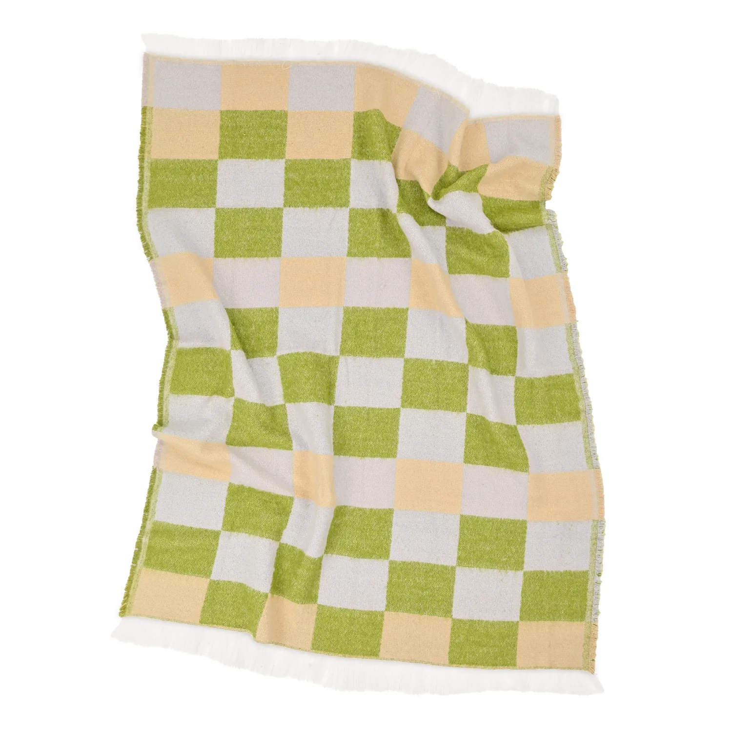 Coperte - Plaid in misto lana - Audrey Check (beige/verde/viola)