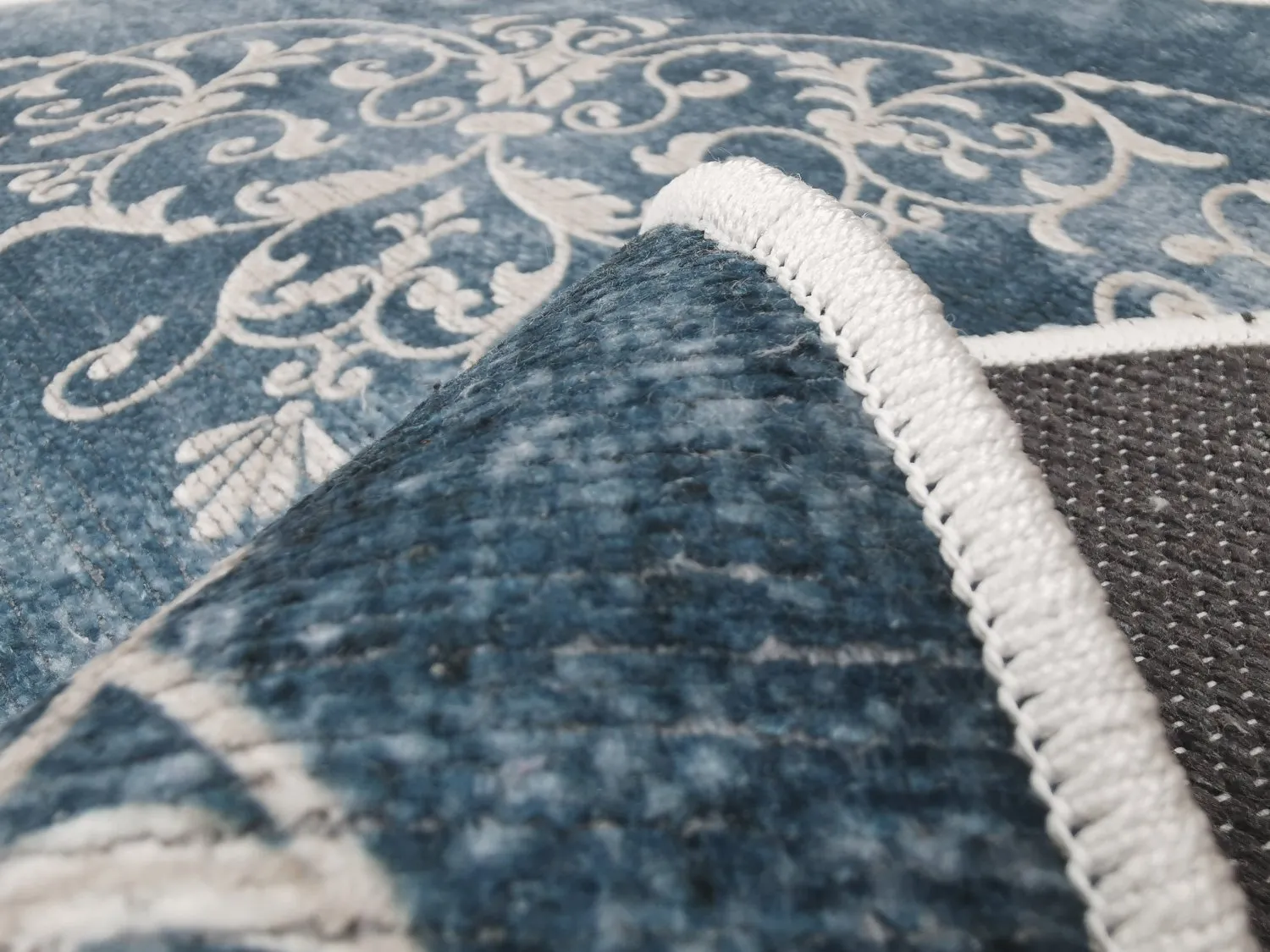 Tappeto rotondo - Santi (blu/beige)