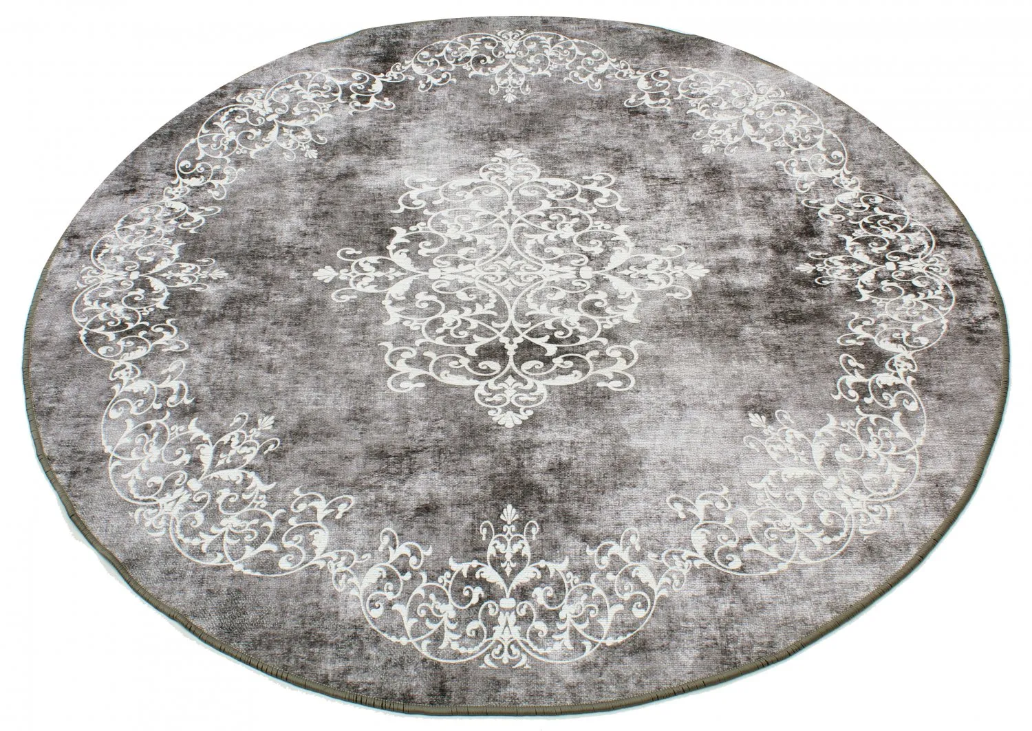 Tappeto rotondo - Santi (grigio scuro/bianco)