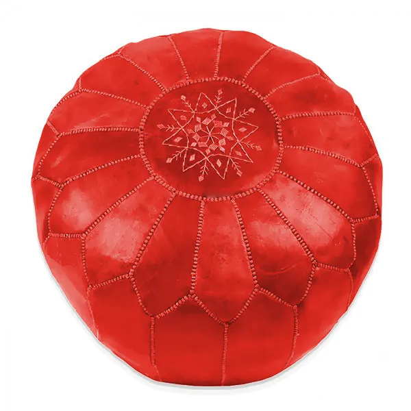 Pouf - Pouf In Pelle Dal Morocco (rosso)