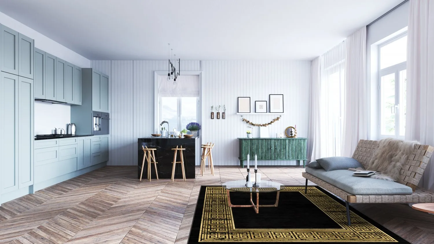 Tappeto Wilton - Tilos (nero/oro)