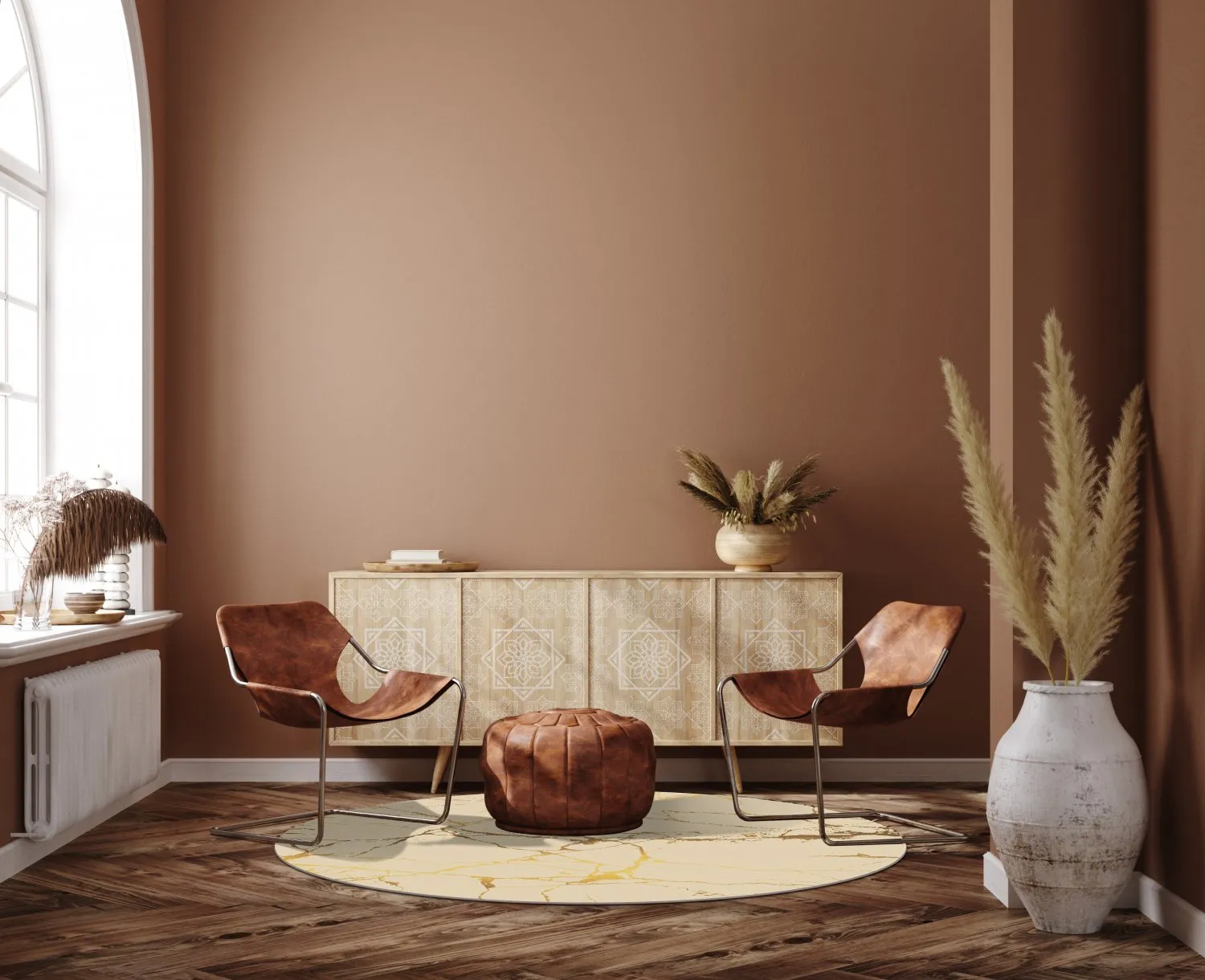 Tappeto rotondo - Vieste (beige/oro)