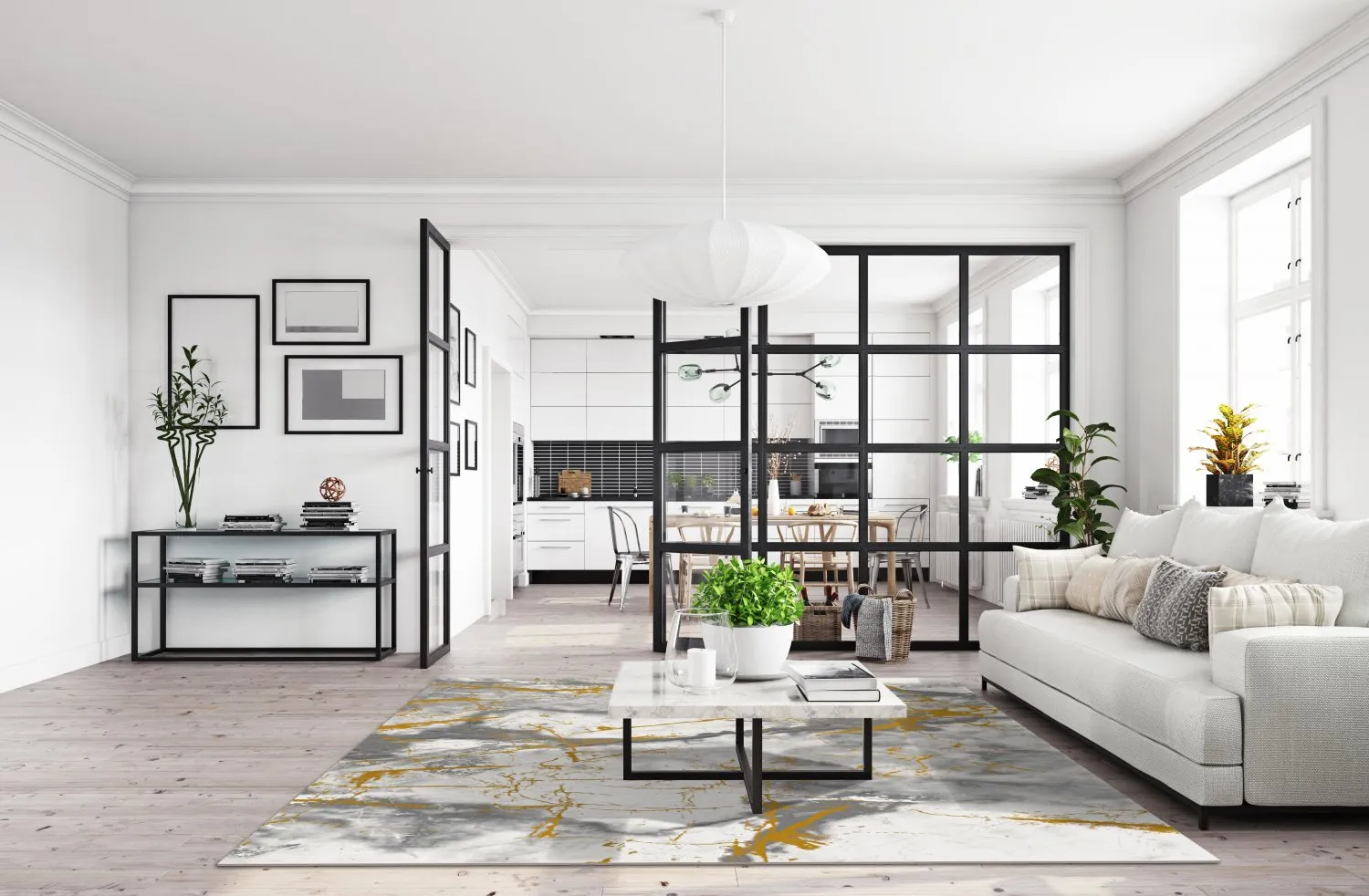 Tappeto Wilton - Mermer (grigio/bianco/oro)