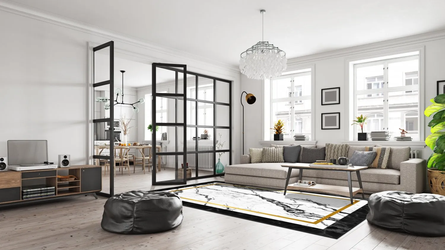 Tappeto Wilton - Avola (nero/bianco/oro)