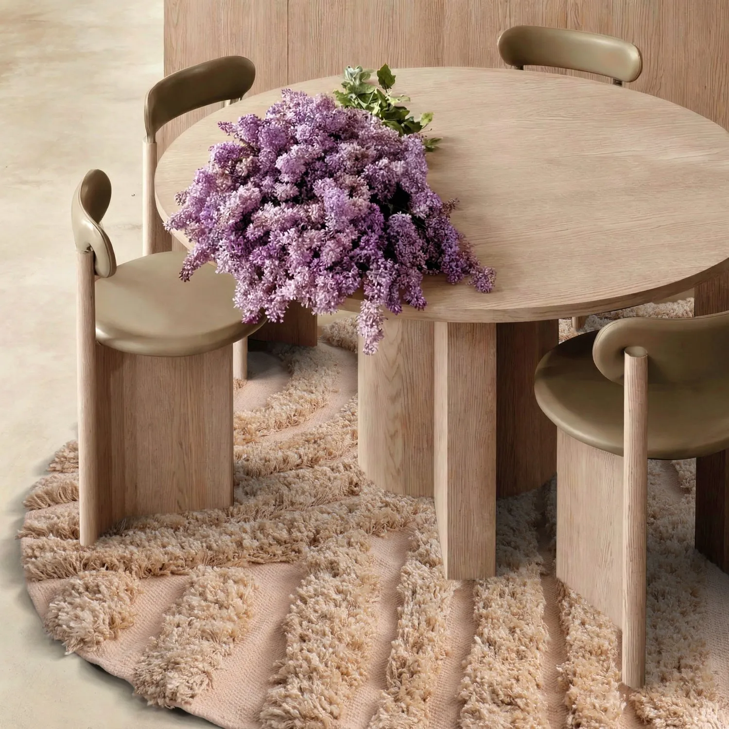 Tappeto rotondo - Cazorla Natural Cotton Shaggy (beige)