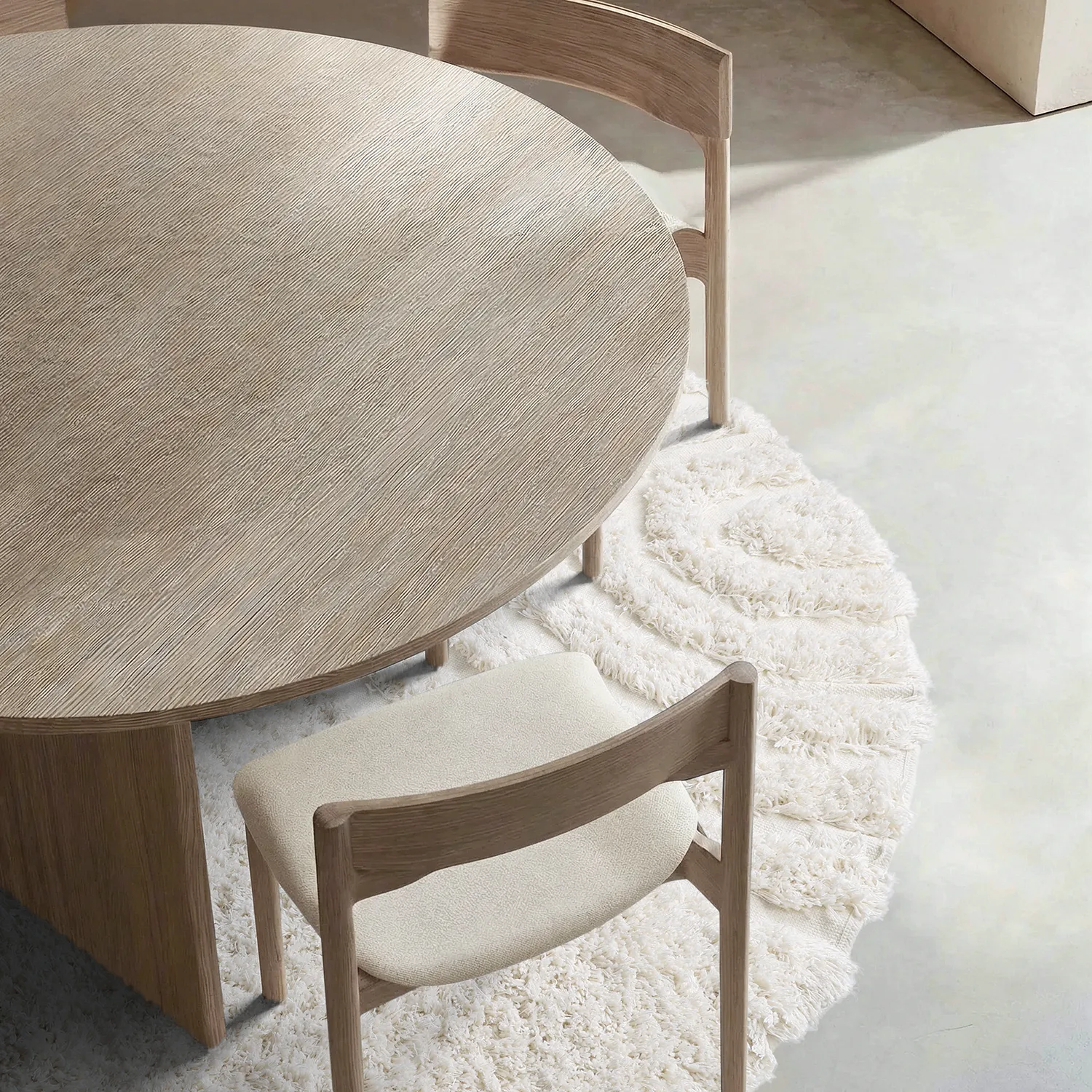 Tappeto rotondo - Lindos Natural Cotton Shaggy (bianco)