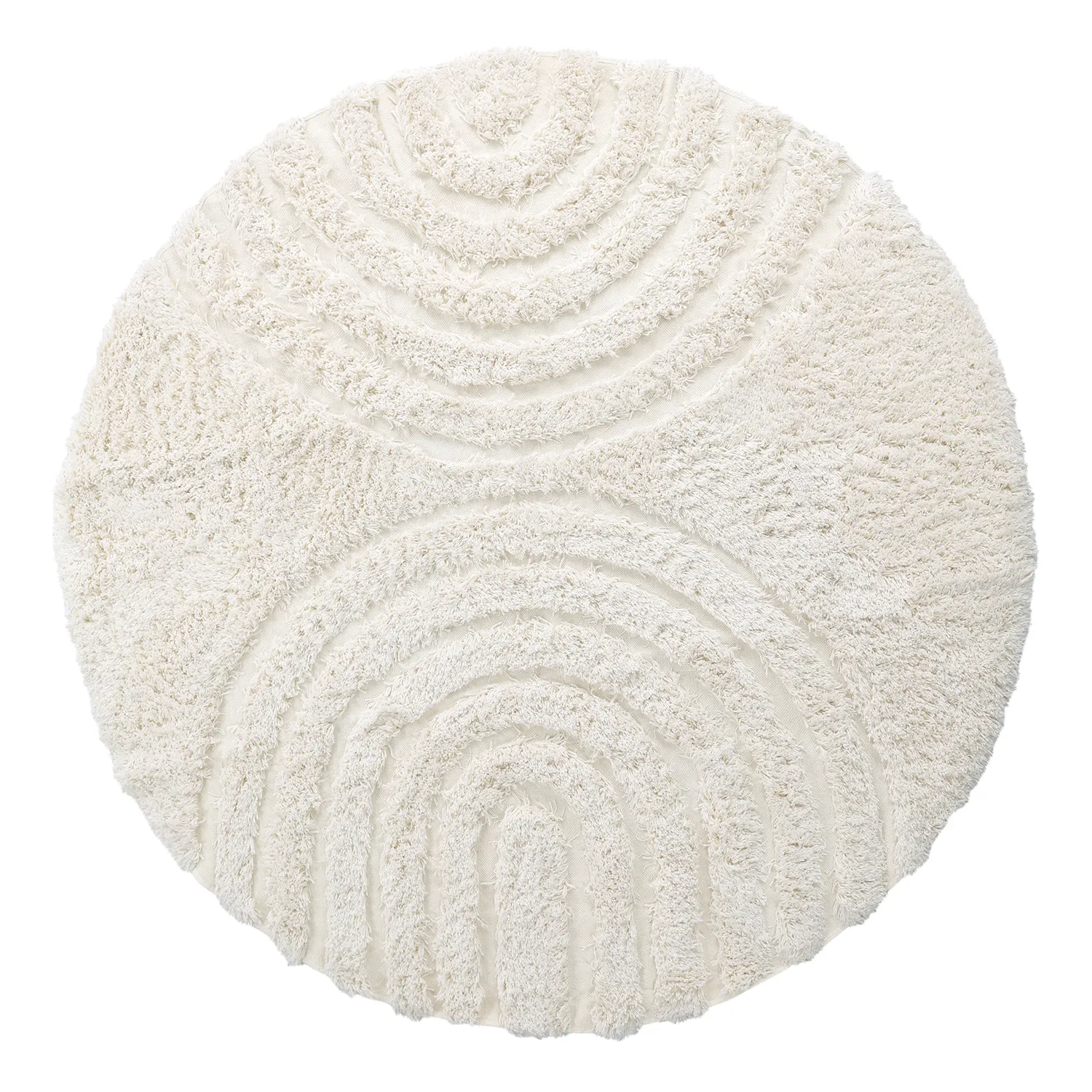 Tappeto rotondo - Lindos Natural Cotton Shaggy (bianco)