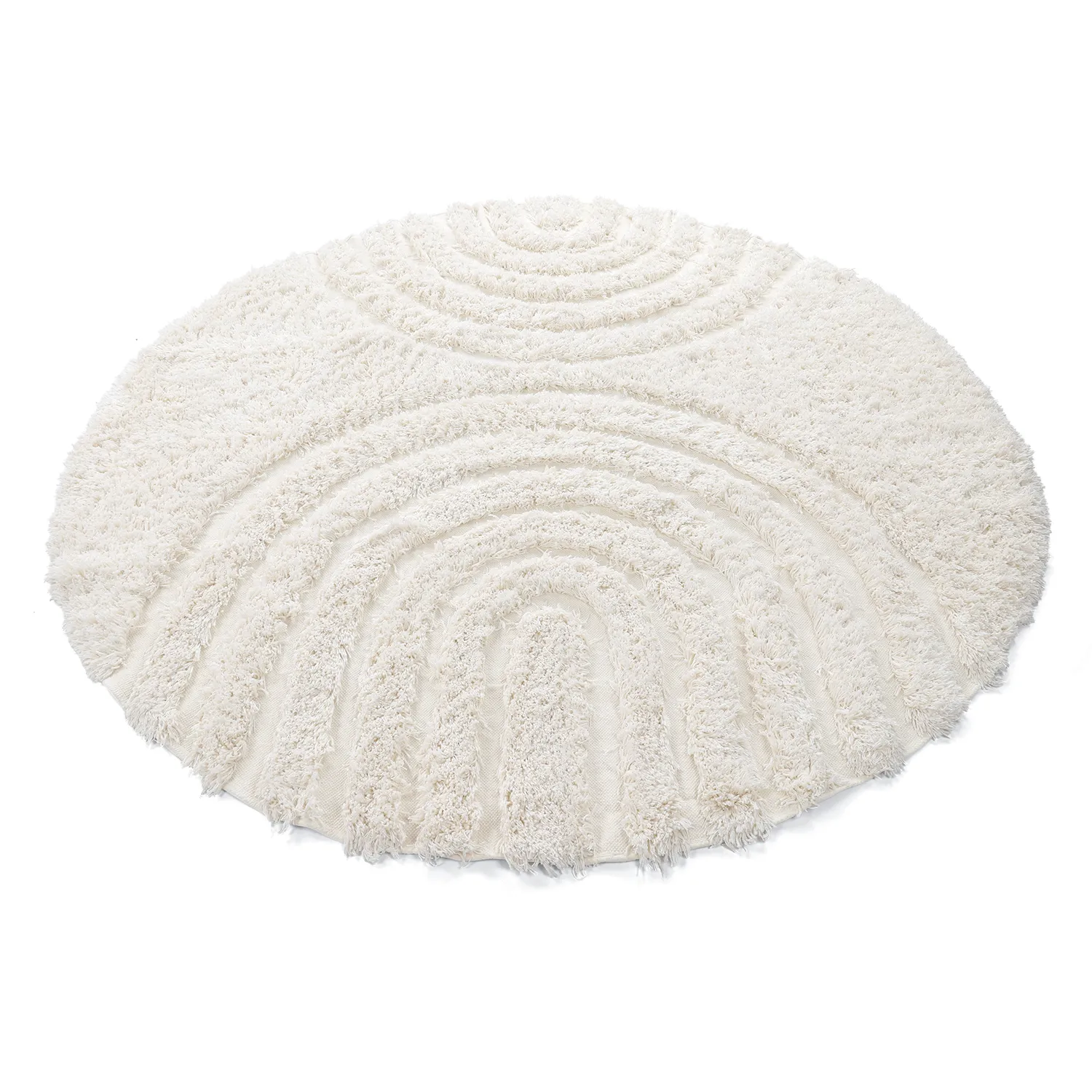 Tappeto rotondo - Lindos Natural Cotton Shaggy (bianco)