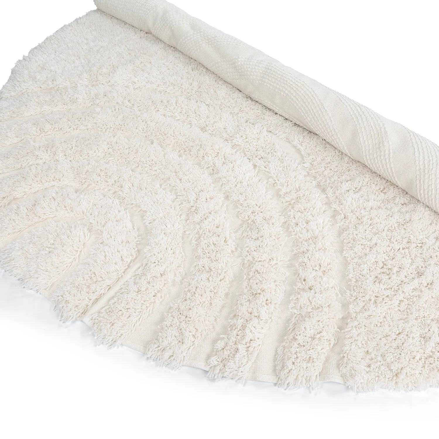 Tappeto rotondo - Lindos Natural Cotton Shaggy (bianco)