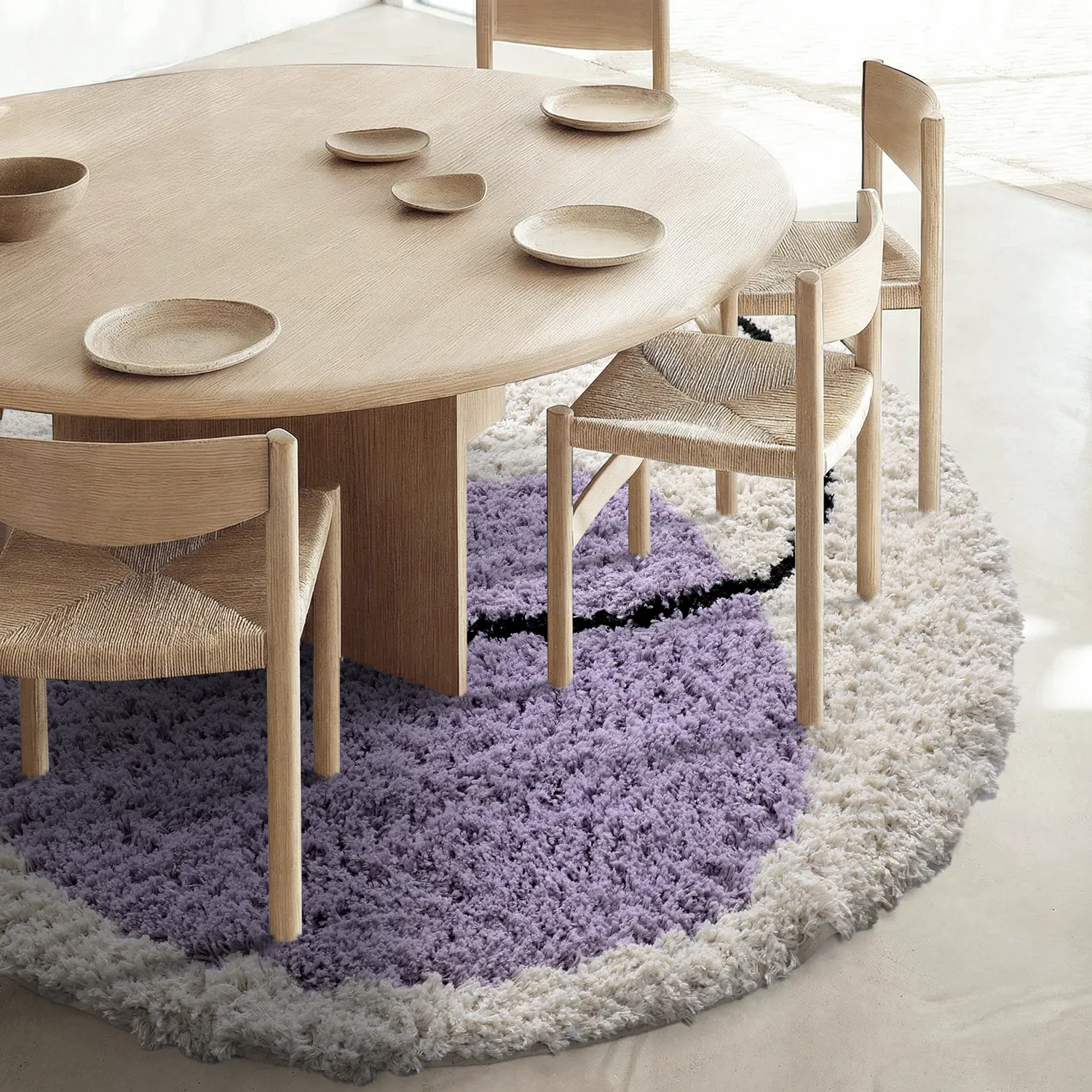 Tappeto rotondo - Naousa Natural Cotton Shaggy (multiplo)