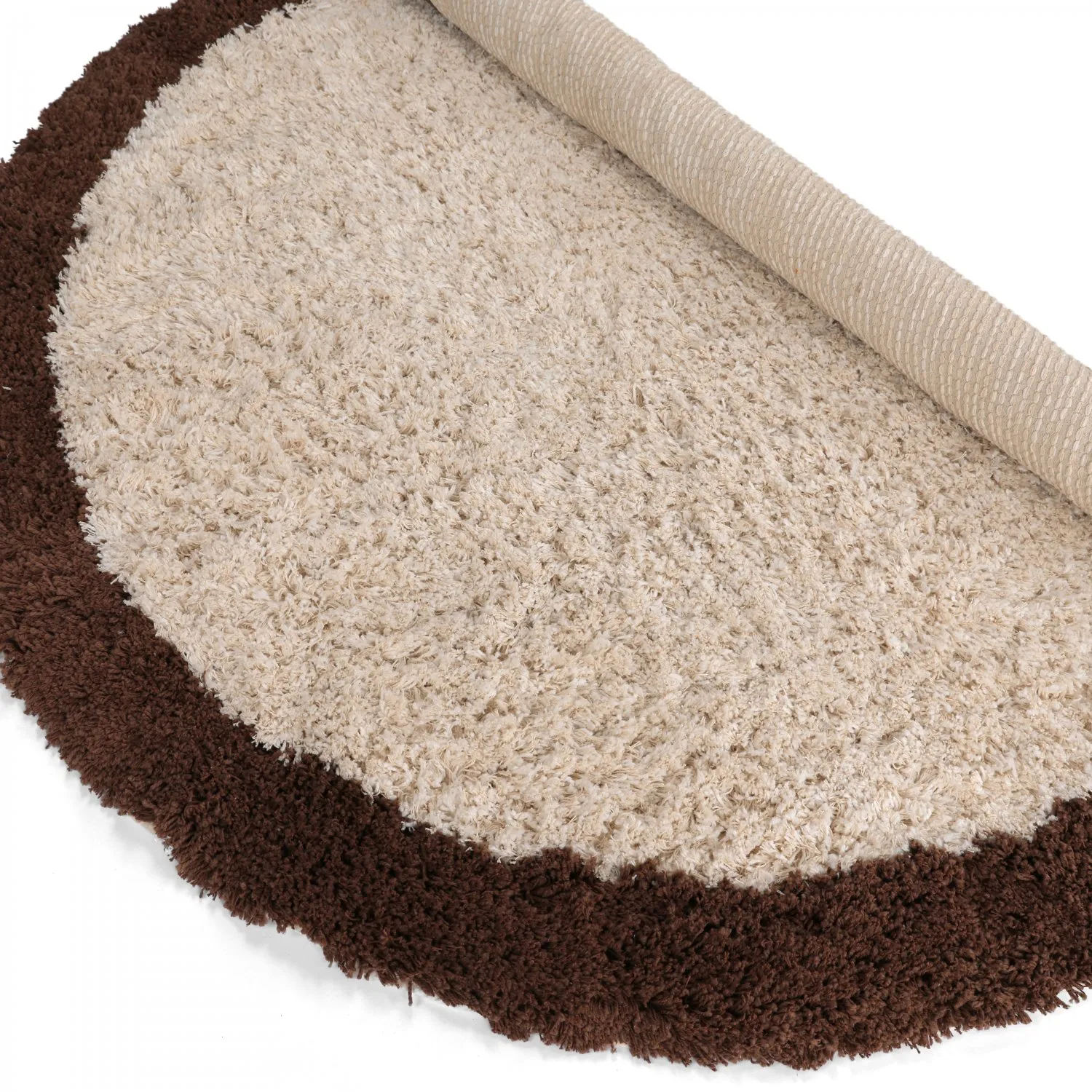 Tappeto rotondo - Sagres Natural Cotton Shaggy (bianco sporco/marrone)