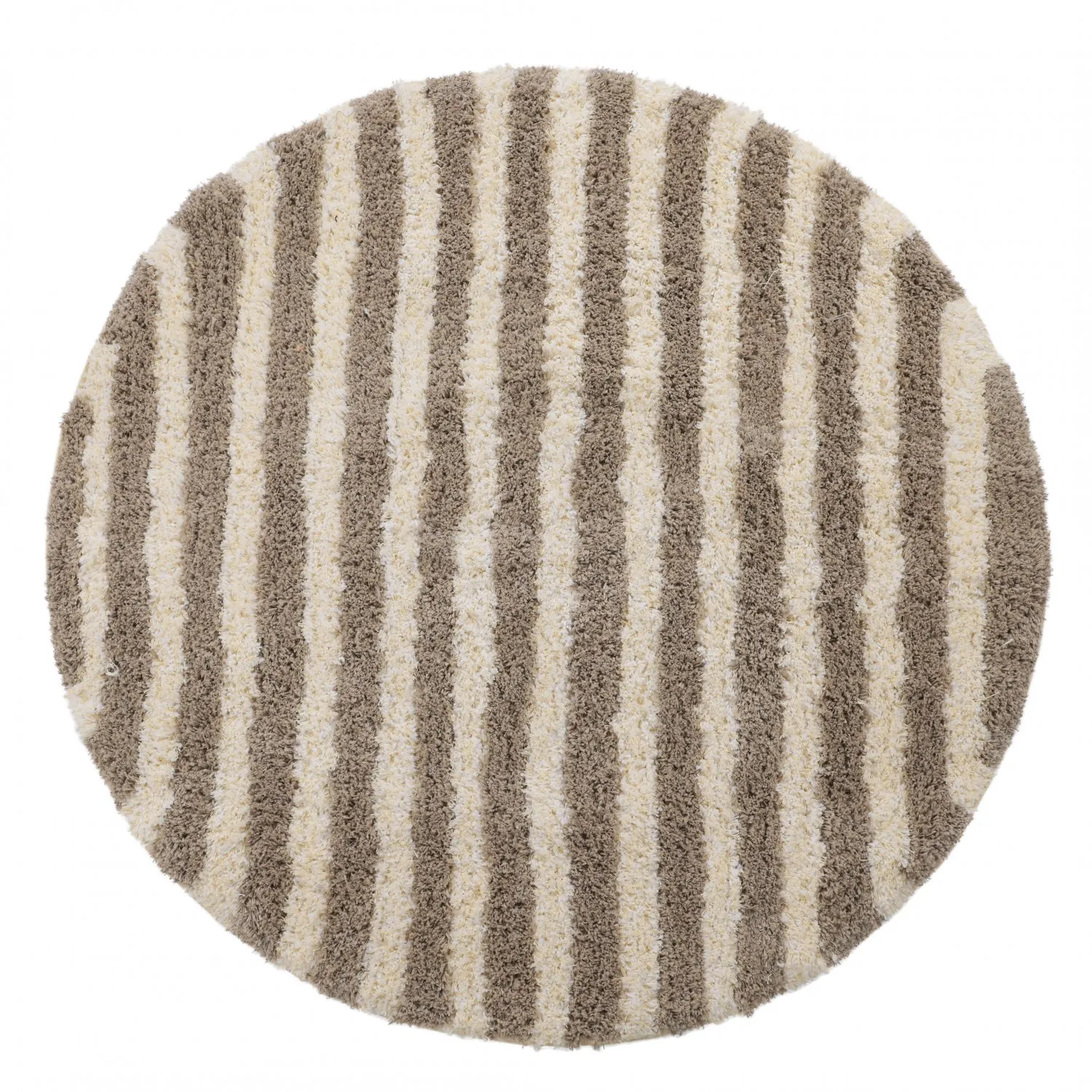 Tappeto rotondo - Thira Stripe Cotton Shaggy (crema/taupe)