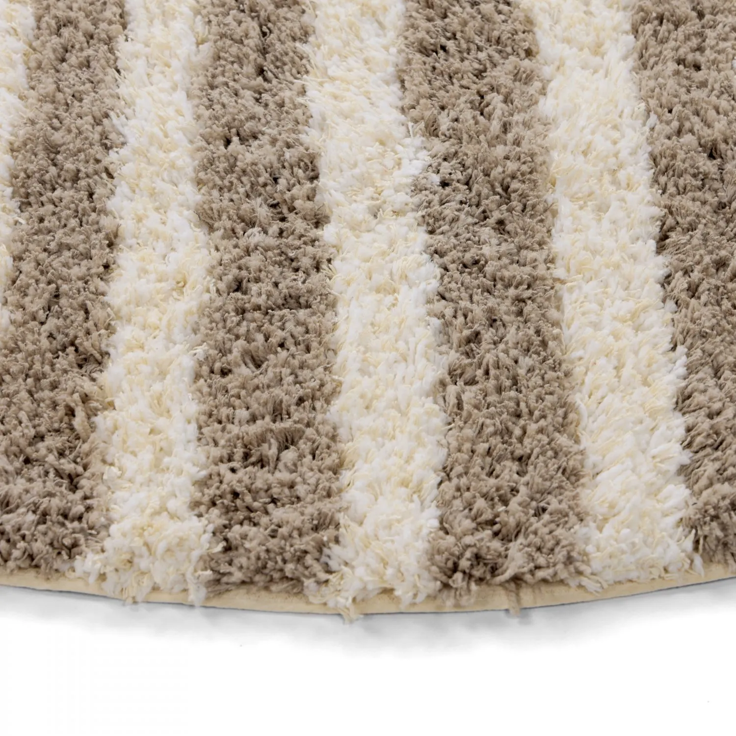Tappeto rotondo - Thira Stripe Cotton Shaggy (crema/taupe)
