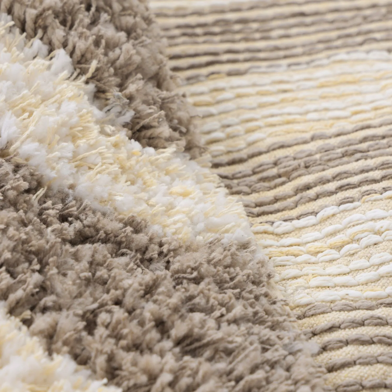 Tappeto rotondo - Thira Stripe Cotton Shaggy (crema/taupe)