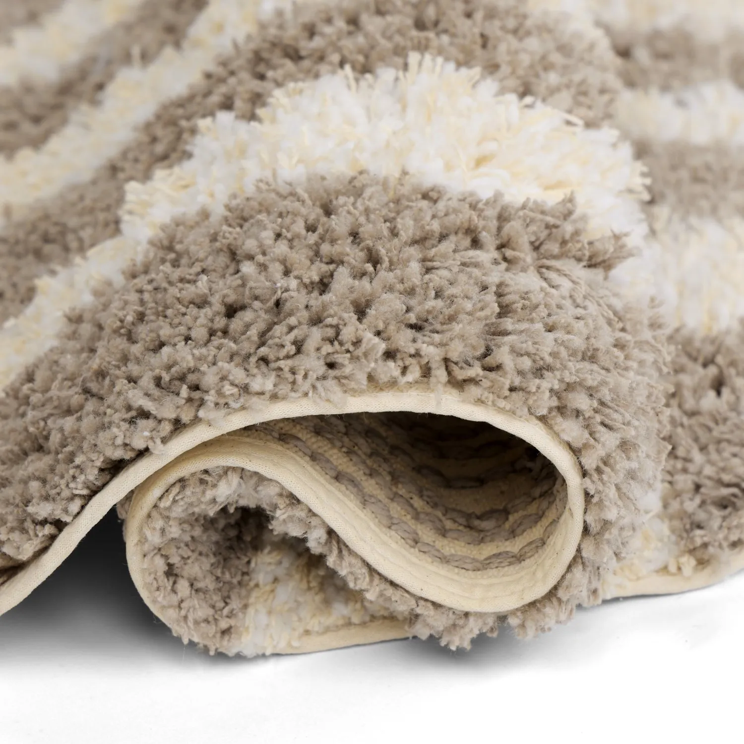 Tappeto rotondo - Thira Stripe Cotton Shaggy (crema/taupe)