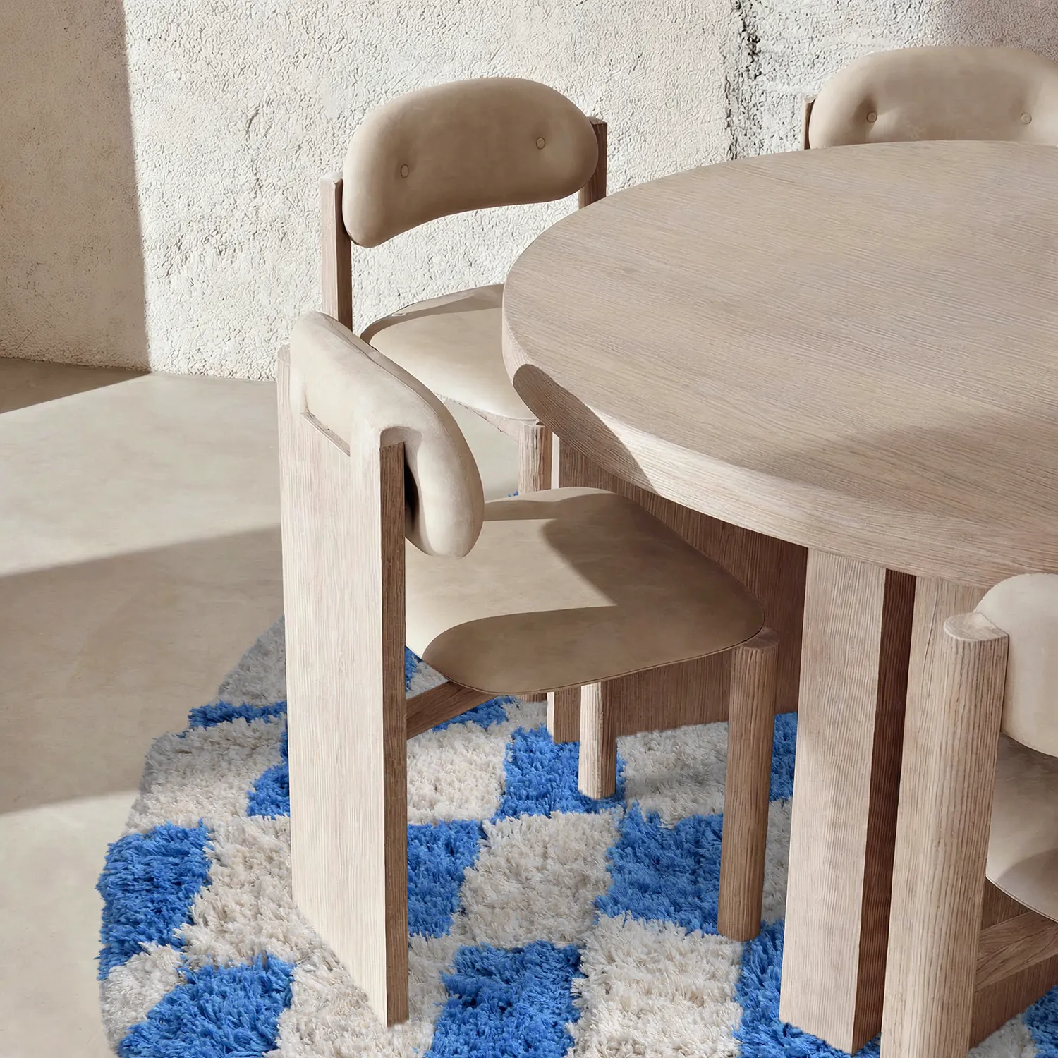 Tappeto rotondo - Atrani Natural Cotton Shaggy (blu)