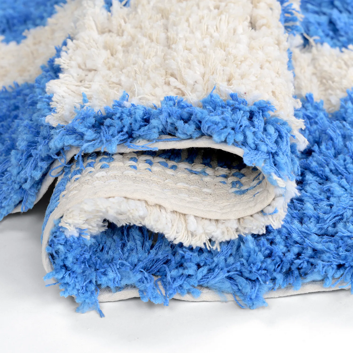 Tappeto rotondo - Atrani Natural Cotton Shaggy (blu)