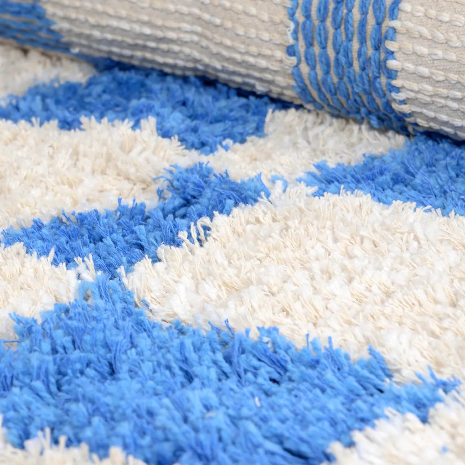 Tappeto rotondo - Atrani Natural Cotton Shaggy (blu)