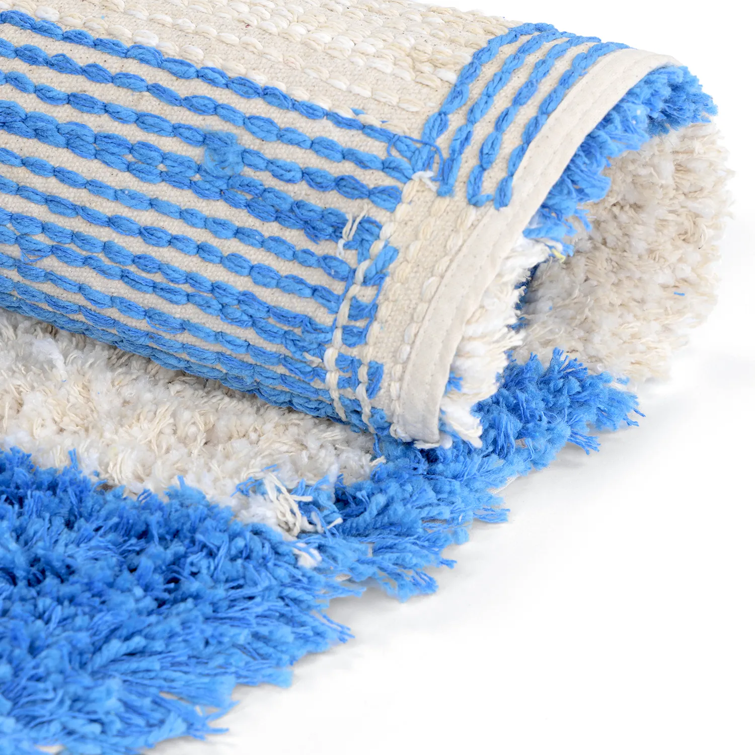 Tappeto rotondo - Atrani Natural Cotton Shaggy (blu)