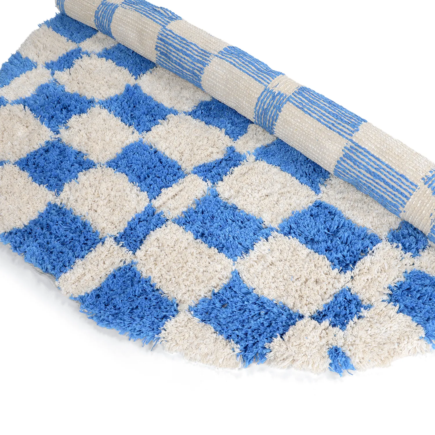 Tappeto rotondo - Atrani Natural Cotton Shaggy (blu)