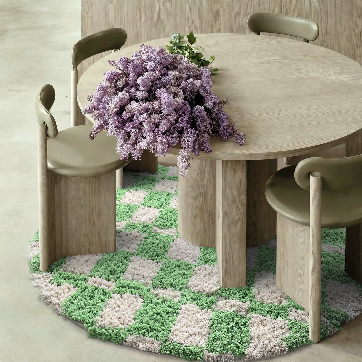 Tappeto rotondo - Atrani Natural Cotton Shaggy (verde)