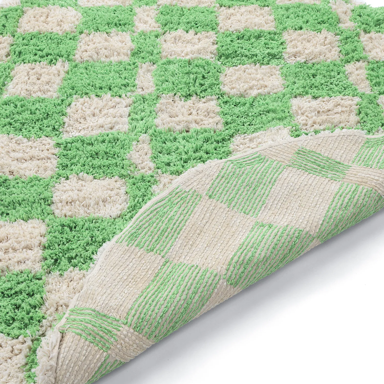 Tappeto rotondo - Atrani Natural Cotton Shaggy (verde)