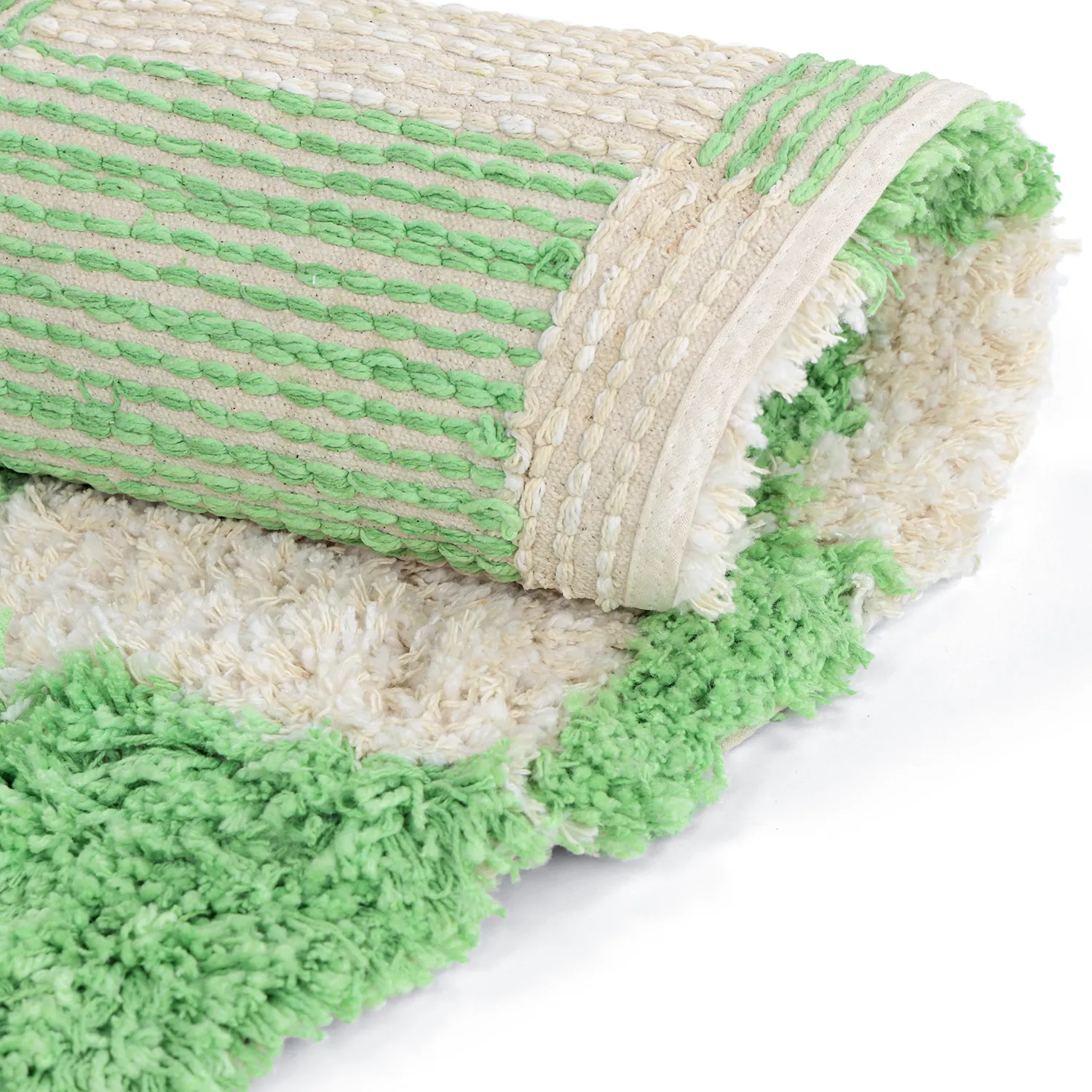 Tappeto rotondo - Atrani Natural Cotton Shaggy (verde)