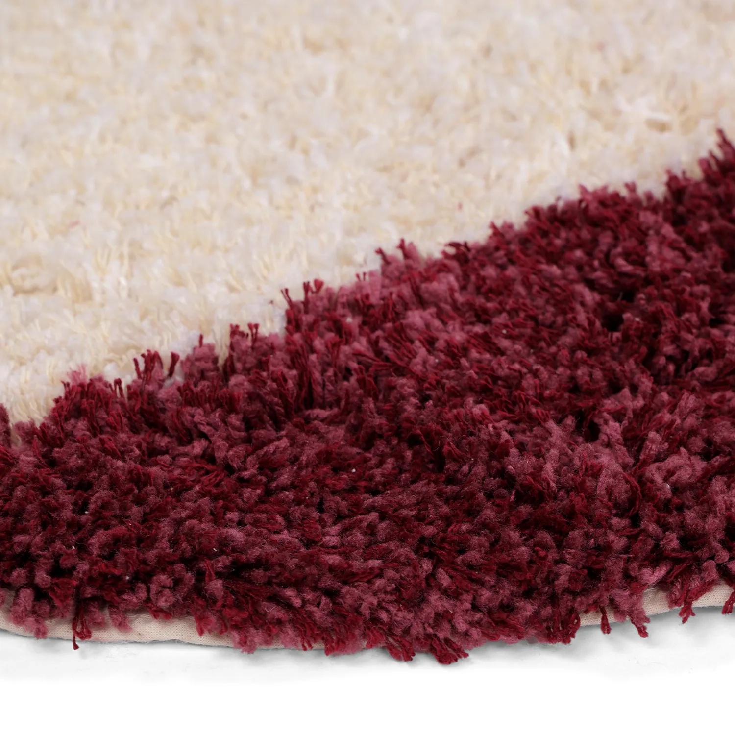 Tappeto rotondo - Begur Natural Cotton Shaggy (bianco sporco/bordeaux)