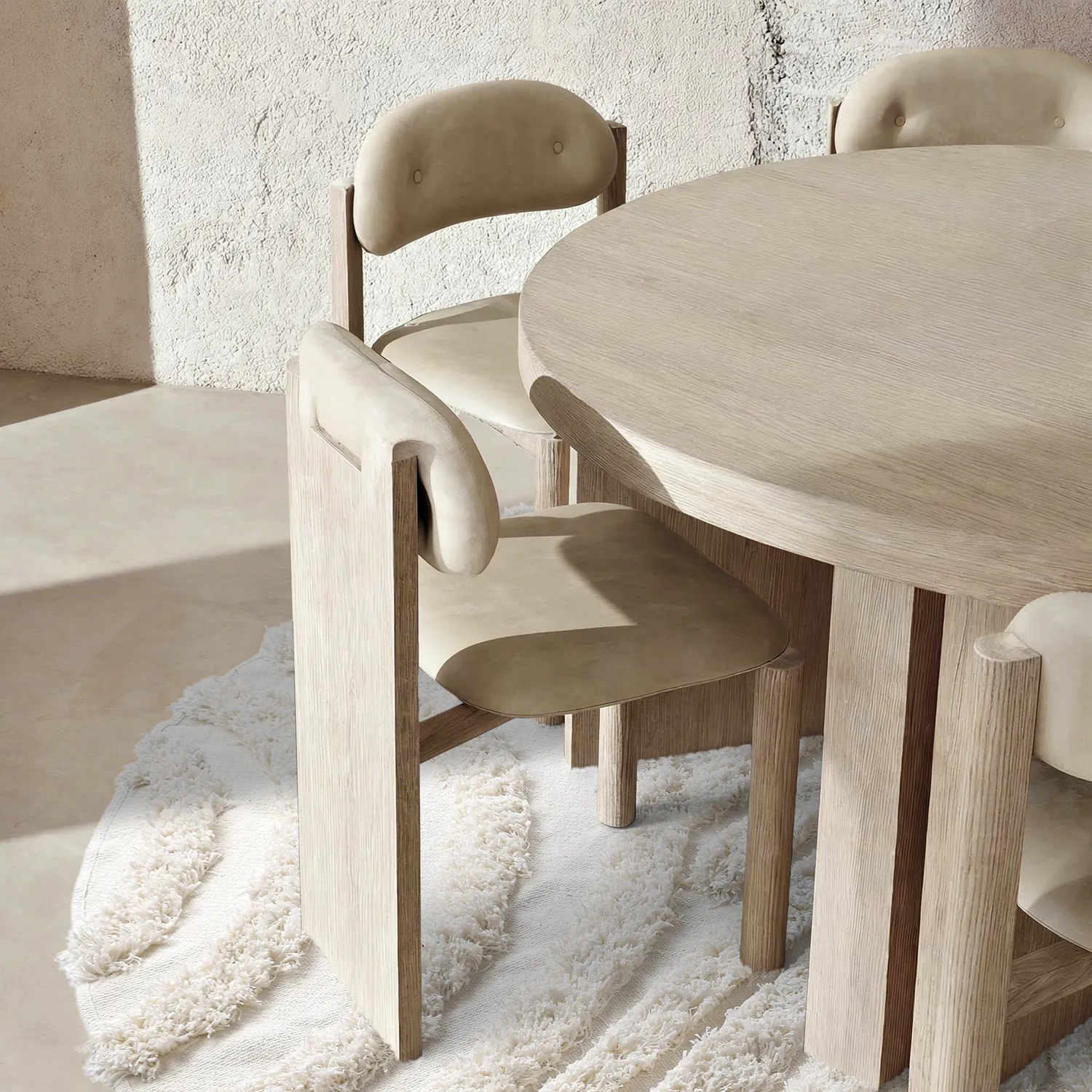 Tappeto rotondo - Cazorla Natural Cotton Shaggy (bianco)