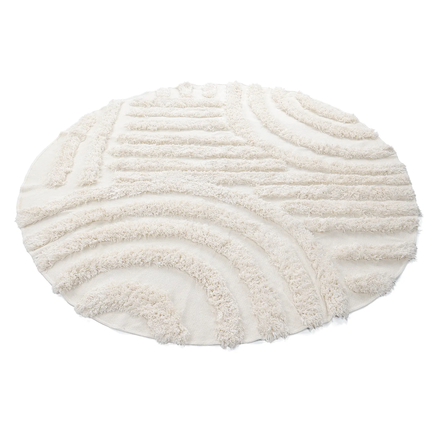 Tappeto rotondo - Cazorla Natural Cotton Shaggy (bianco)