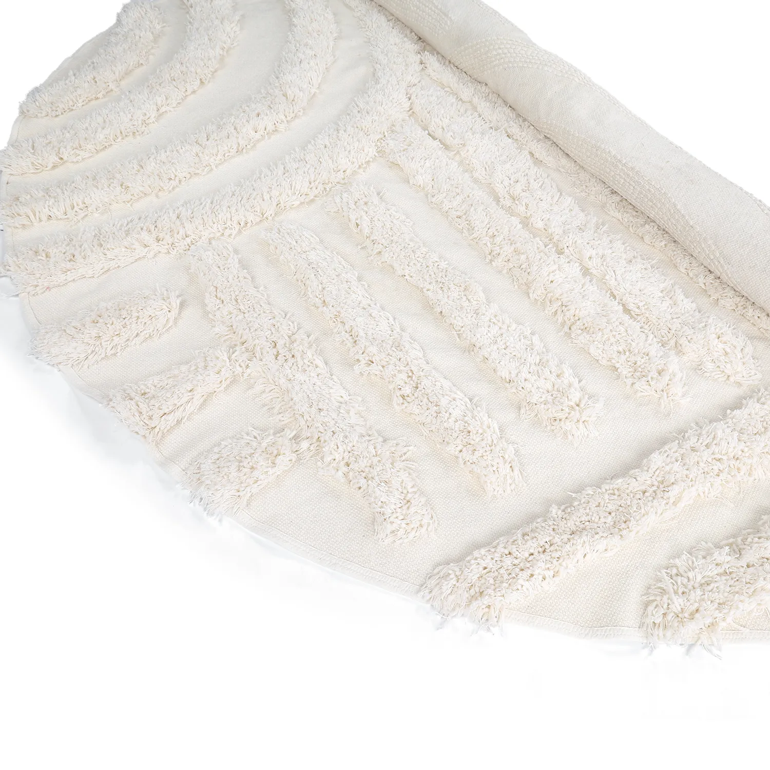 Tappeto rotondo - Cazorla Natural Cotton Shaggy (bianco)