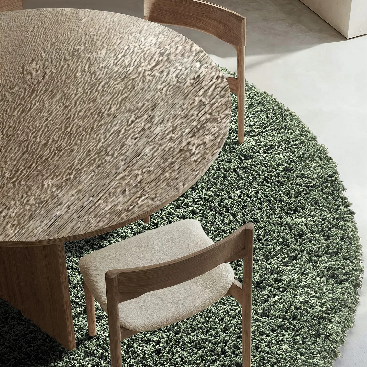 Tappeto rotondo - Combarro Solid Cotton Shaggy (verde)
