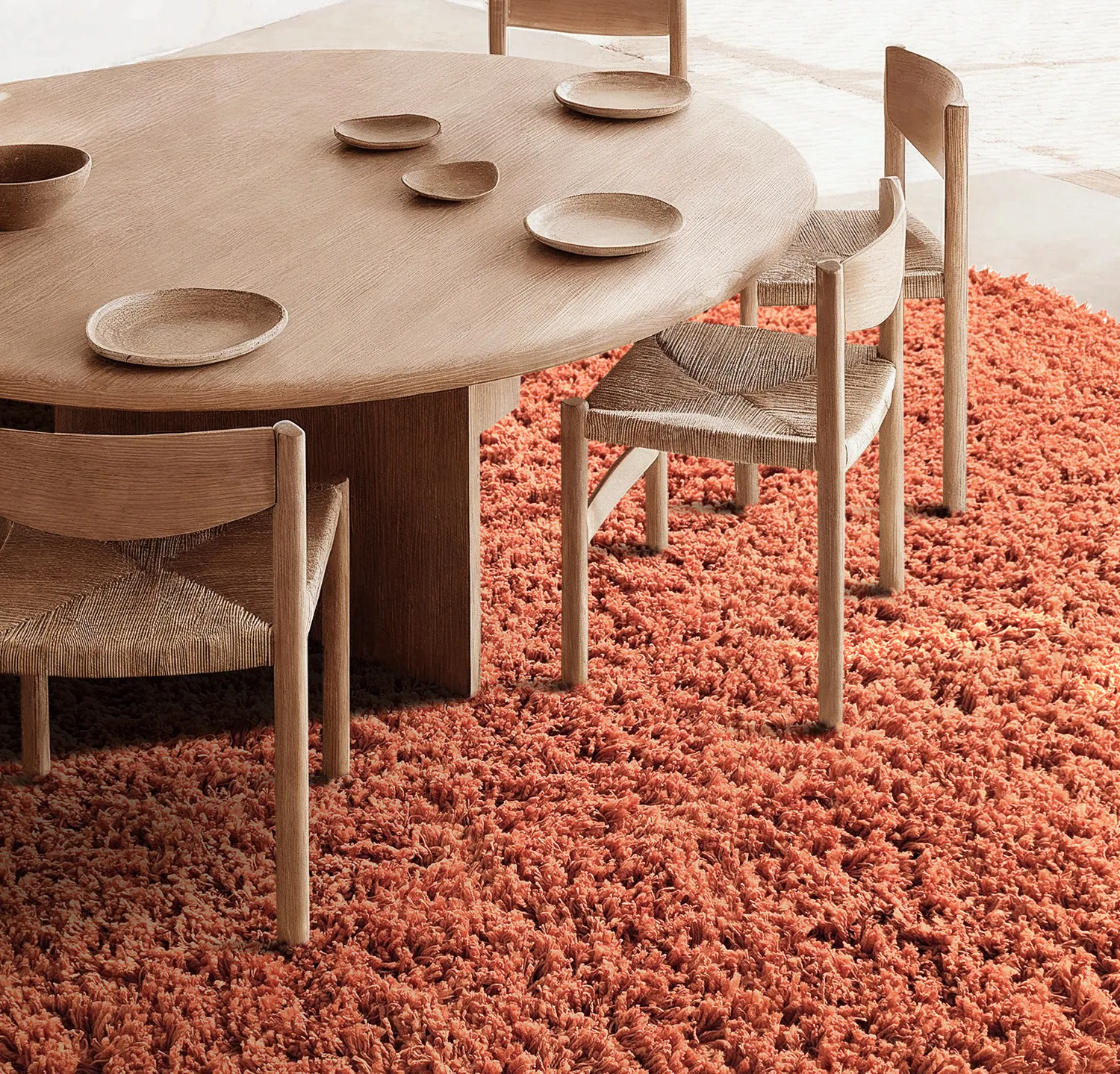 Tappeto rotondo - Combarro Solid Cotton Shaggy (arancione chiaro)