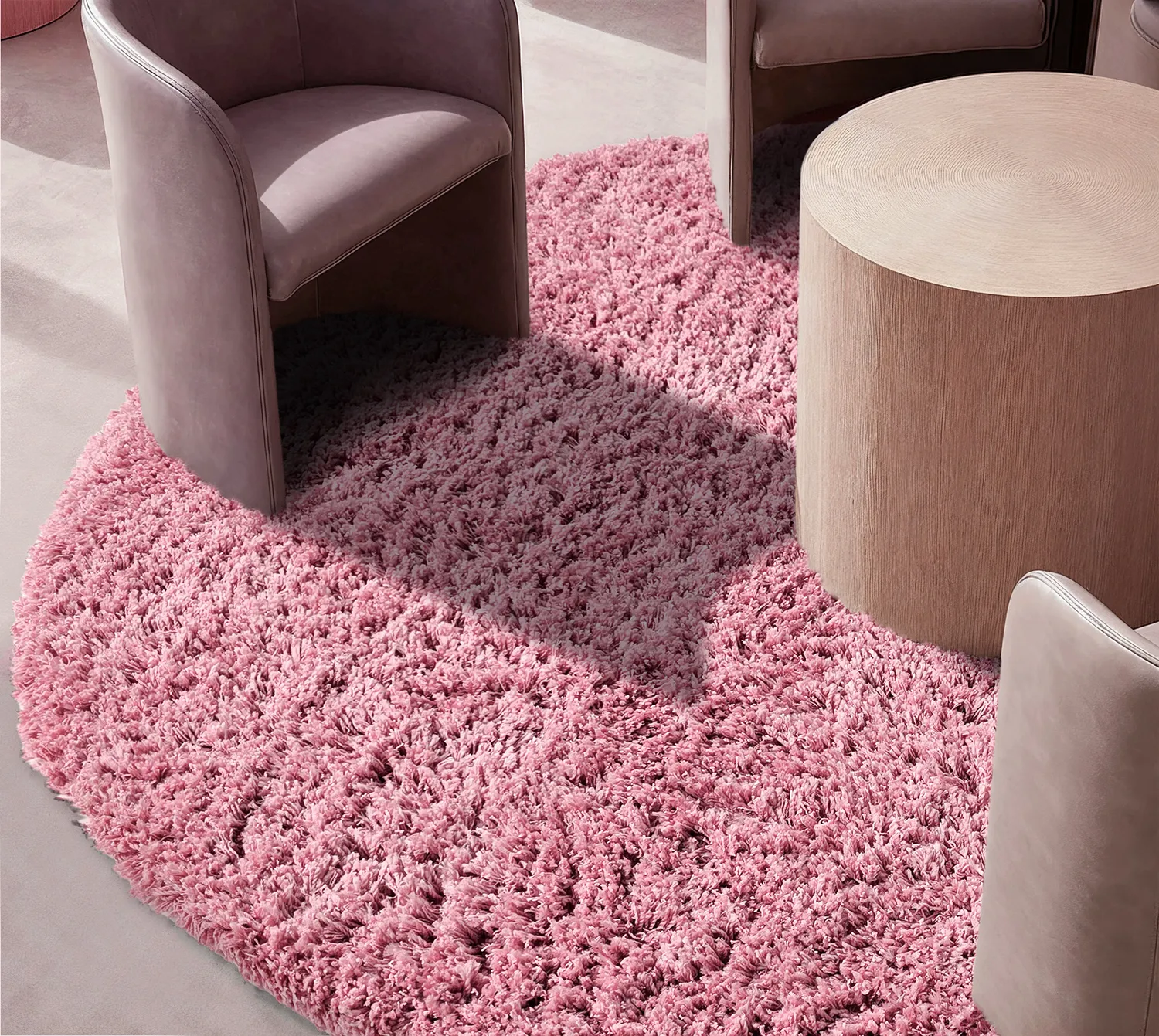 Tappeto rotondo - Combarro Solid Cotton Shaggy (rosa chiaro)