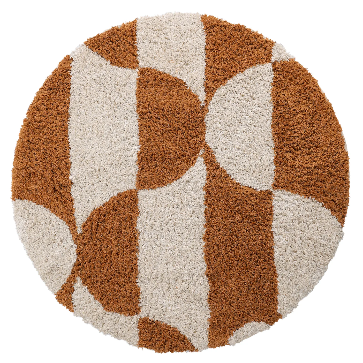 Tappeto rotondo - Kalymnos Natural Cotton Shaggy (bianco sporco/ocra)