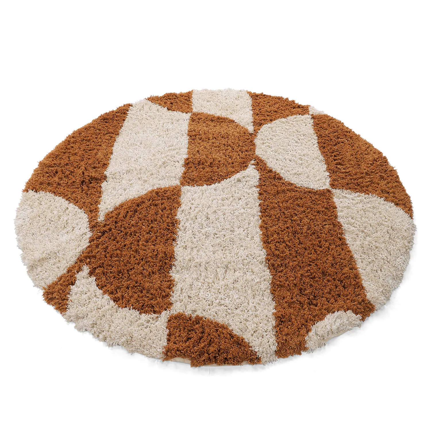 Tappeto rotondo - Kalymnos Natural Cotton Shaggy (bianco sporco/ocra)