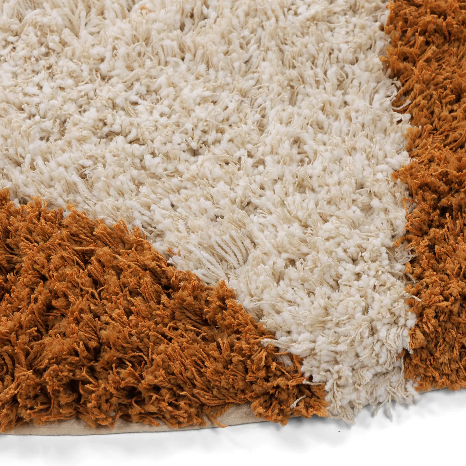 Tappeto rotondo - Kalymnos Natural Cotton Shaggy (bianco sporco/ocra)