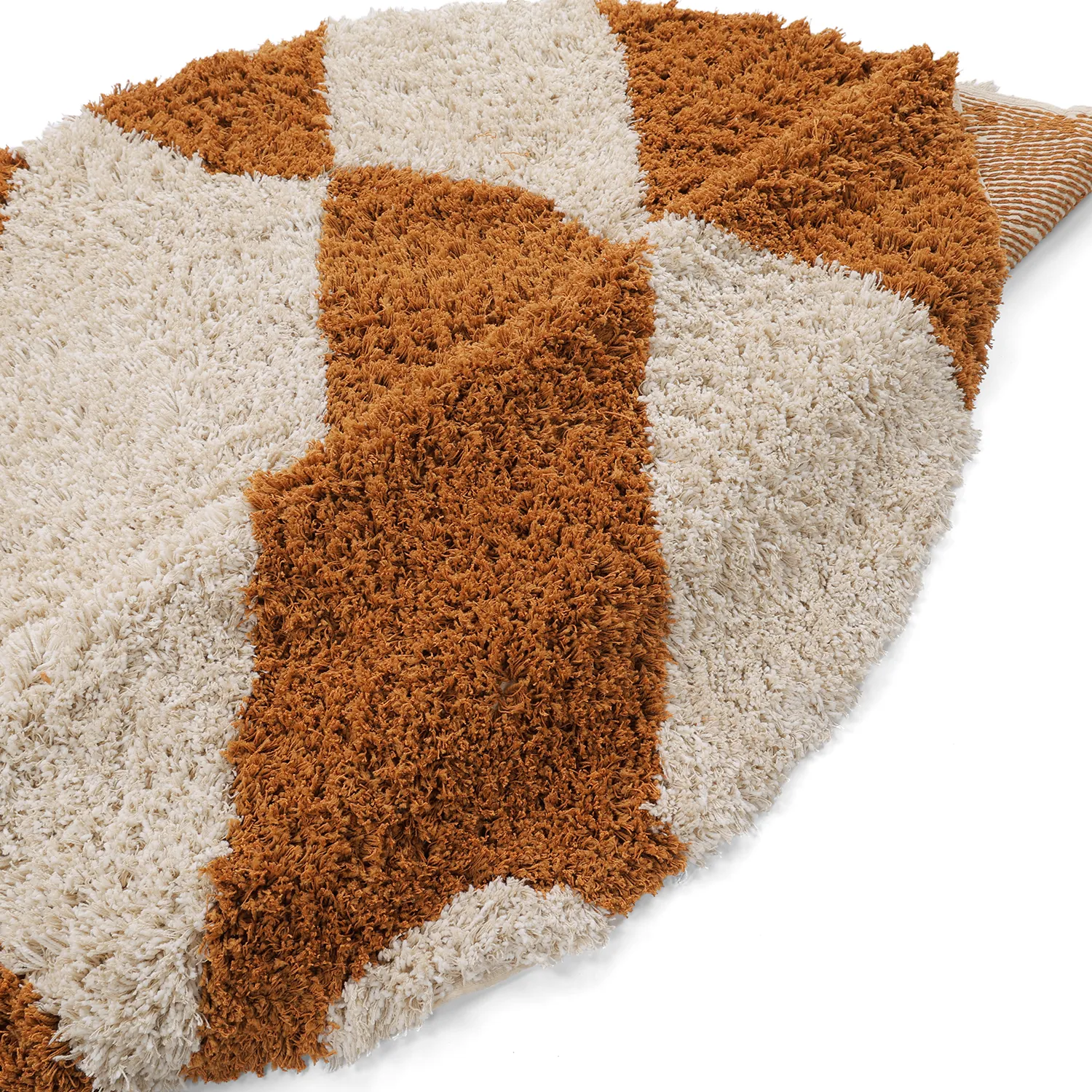 Tappeto rotondo - Kalymnos Natural Cotton Shaggy (bianco sporco/ocra)