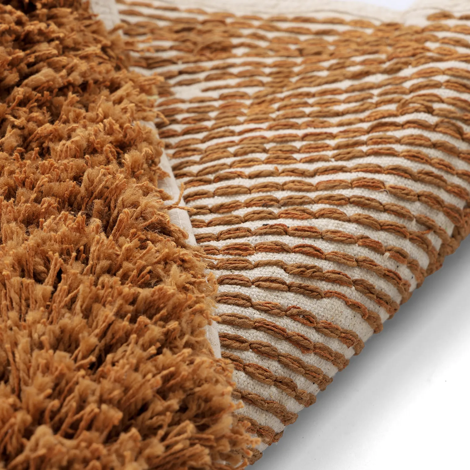 Tappeto rotondo - Kalymnos Natural Cotton Shaggy (bianco sporco/ocra)