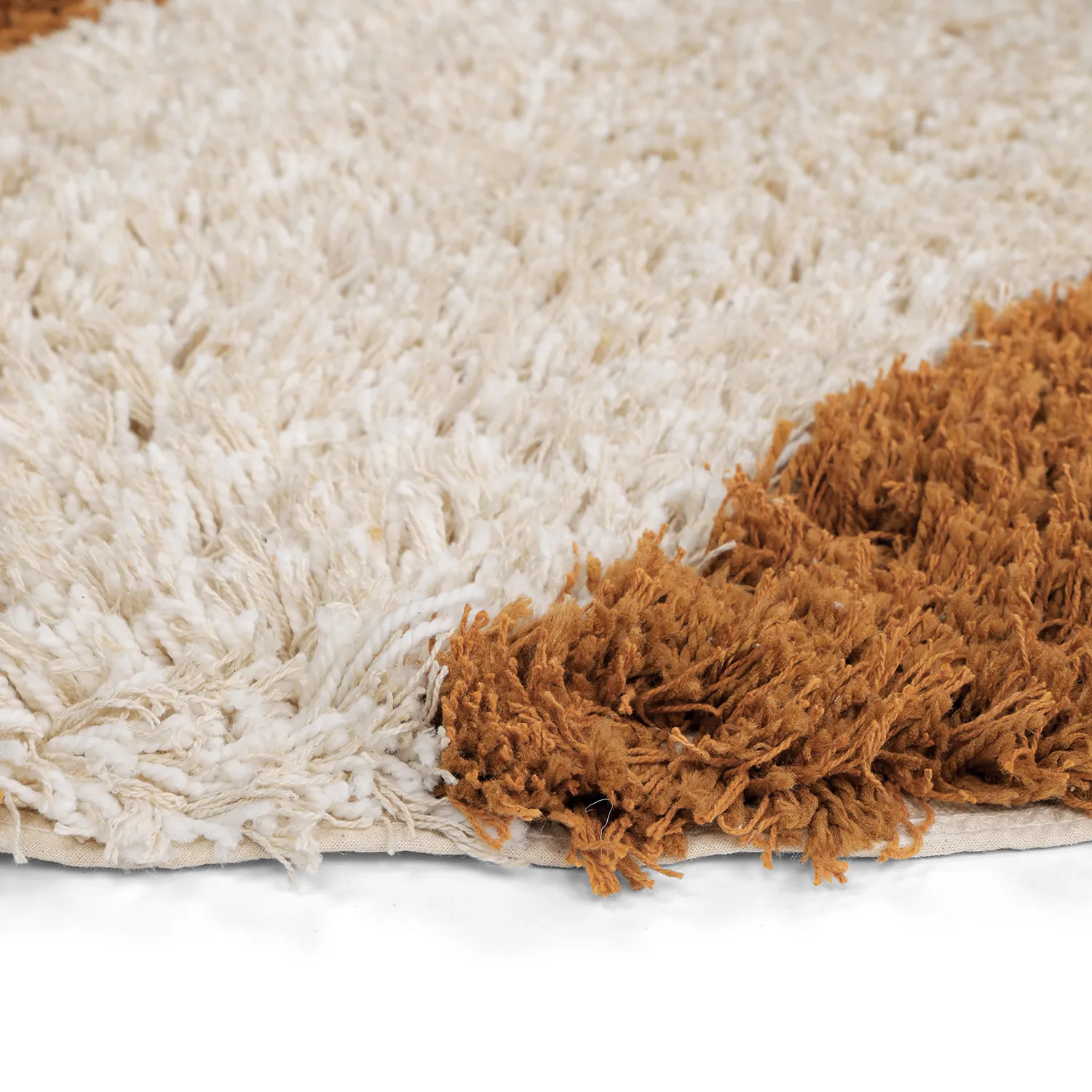 Tappeto rotondo - Kalymnos Natural Cotton Shaggy (bianco sporco/ocra)
