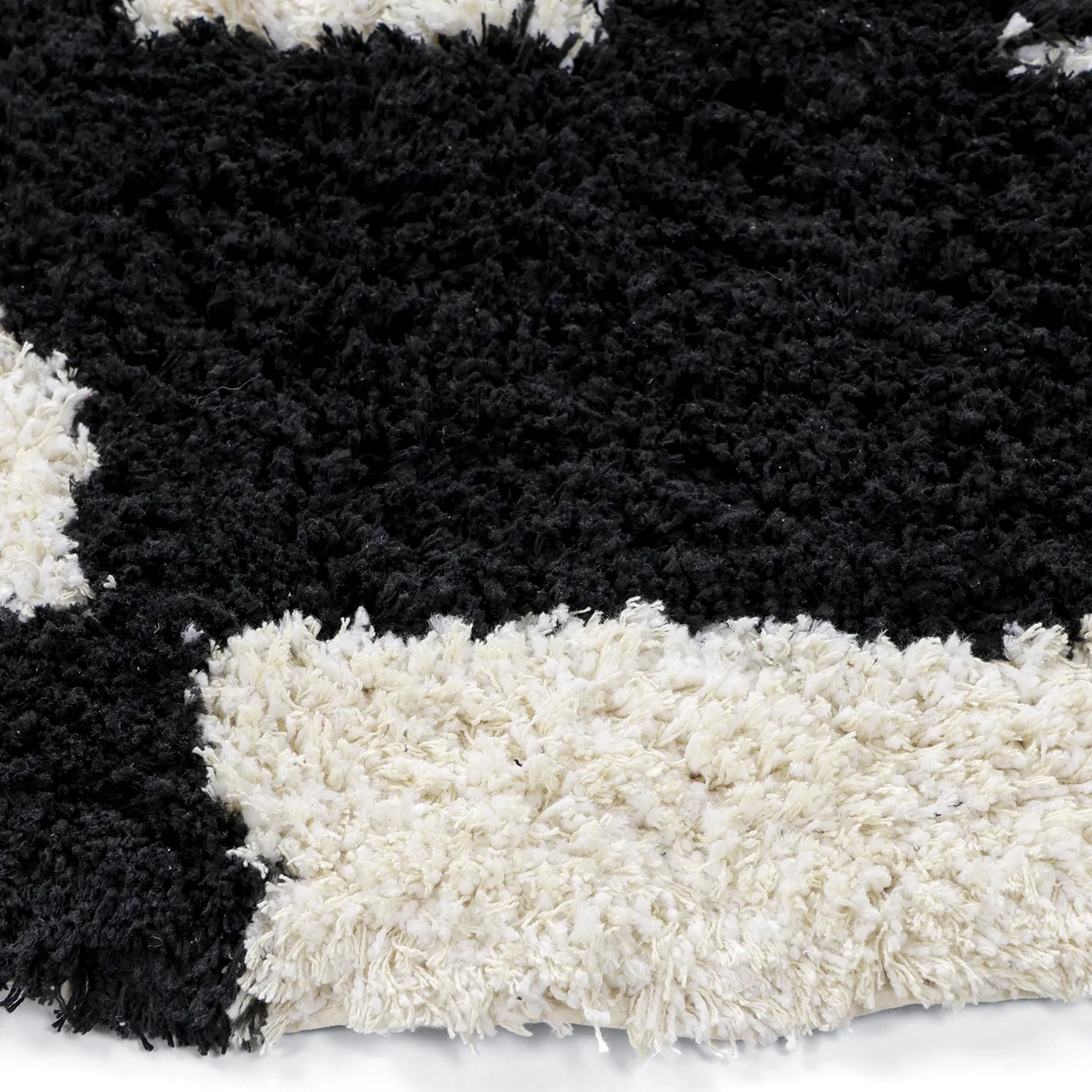 Tappeto rotondo - Marvao Natural Cotton Shaggy (bianco sporco/nero)