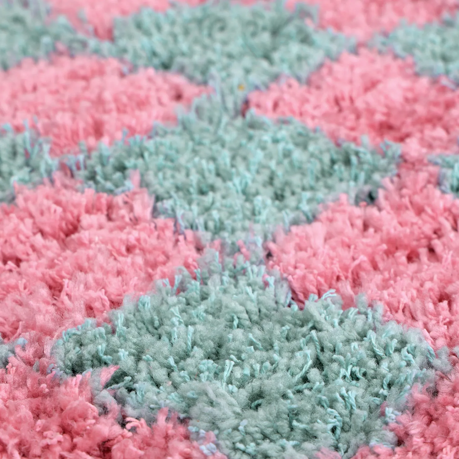 Tappeto rotondo - Methoni Check Cotton Shaggy (azzurro chiaro/rosa chiaro)